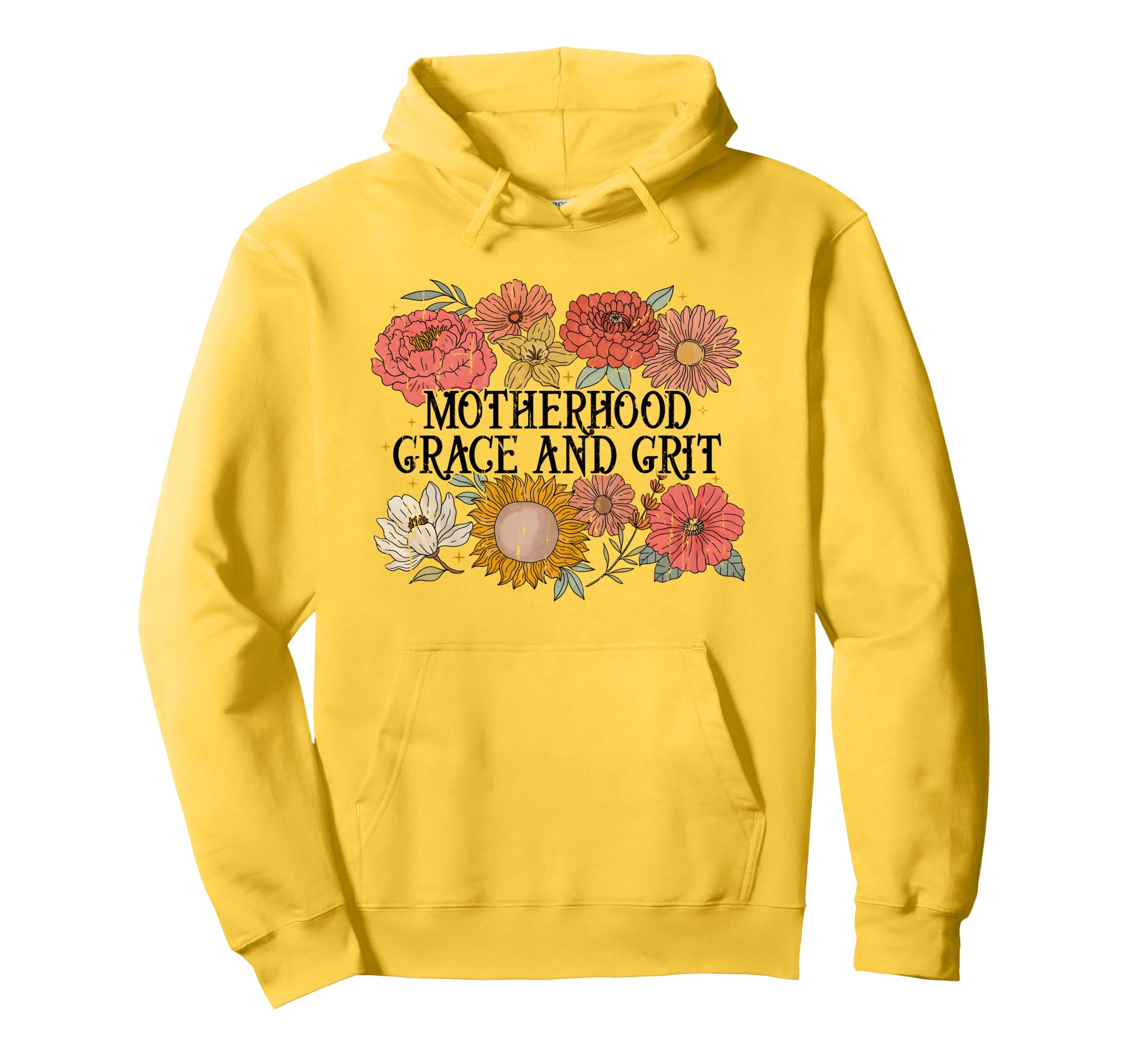 Motherhood Grace And Grit Boho Floral Hoodie - Fun Novelty Design Unisex - T-Shirt, Sweatshirt, Hoodie