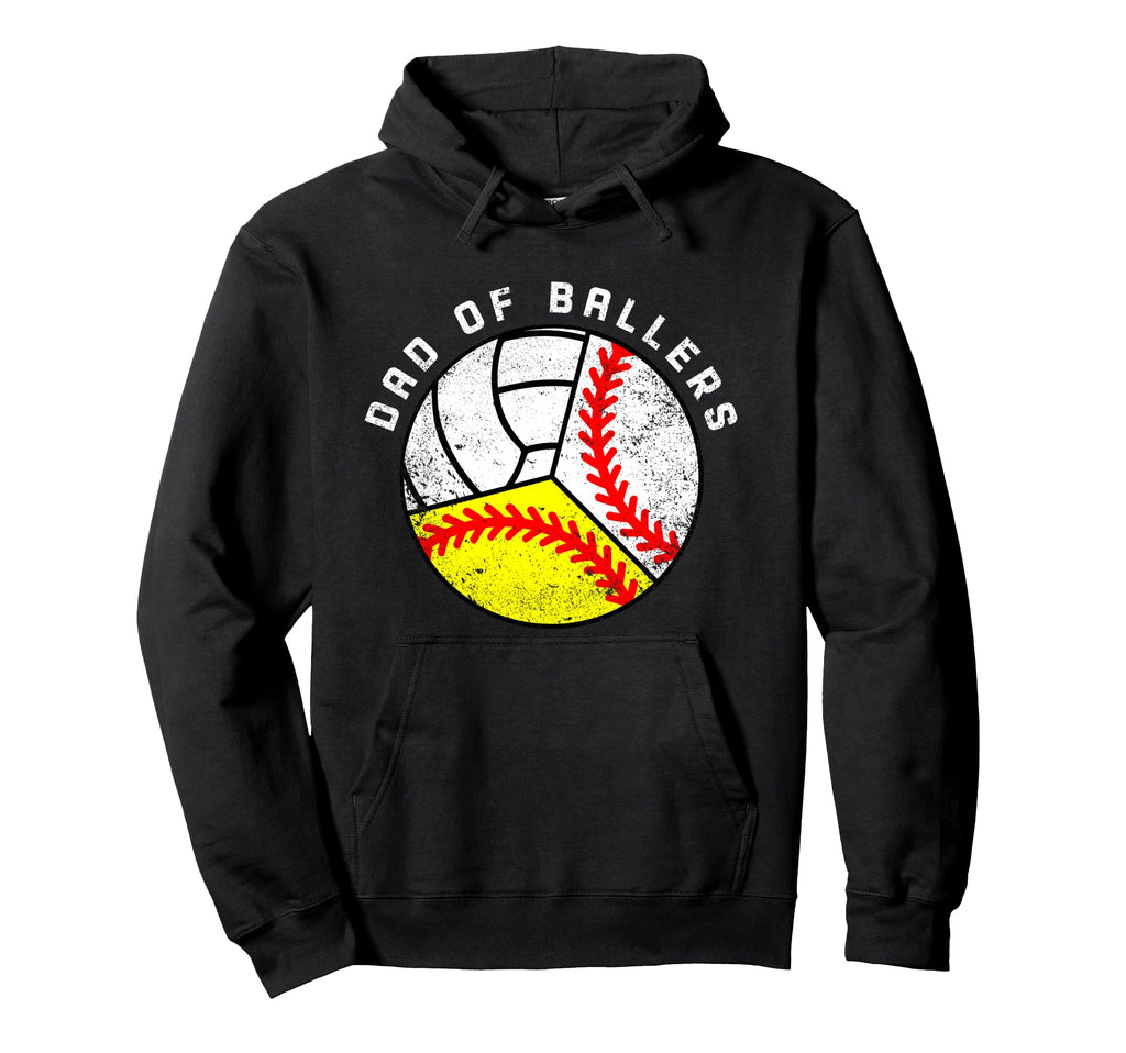 Dad Ballers Funny Baseball Softball Hoodie - Custom Art Print Men Women - T-Shirt, Sweatshirt, Hoodie