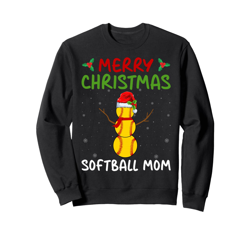Merry Softball Mom Baseball Player Sweatshirt - Graphic Print Men Women - T-Shirt, Sweatshirt, Hoodie