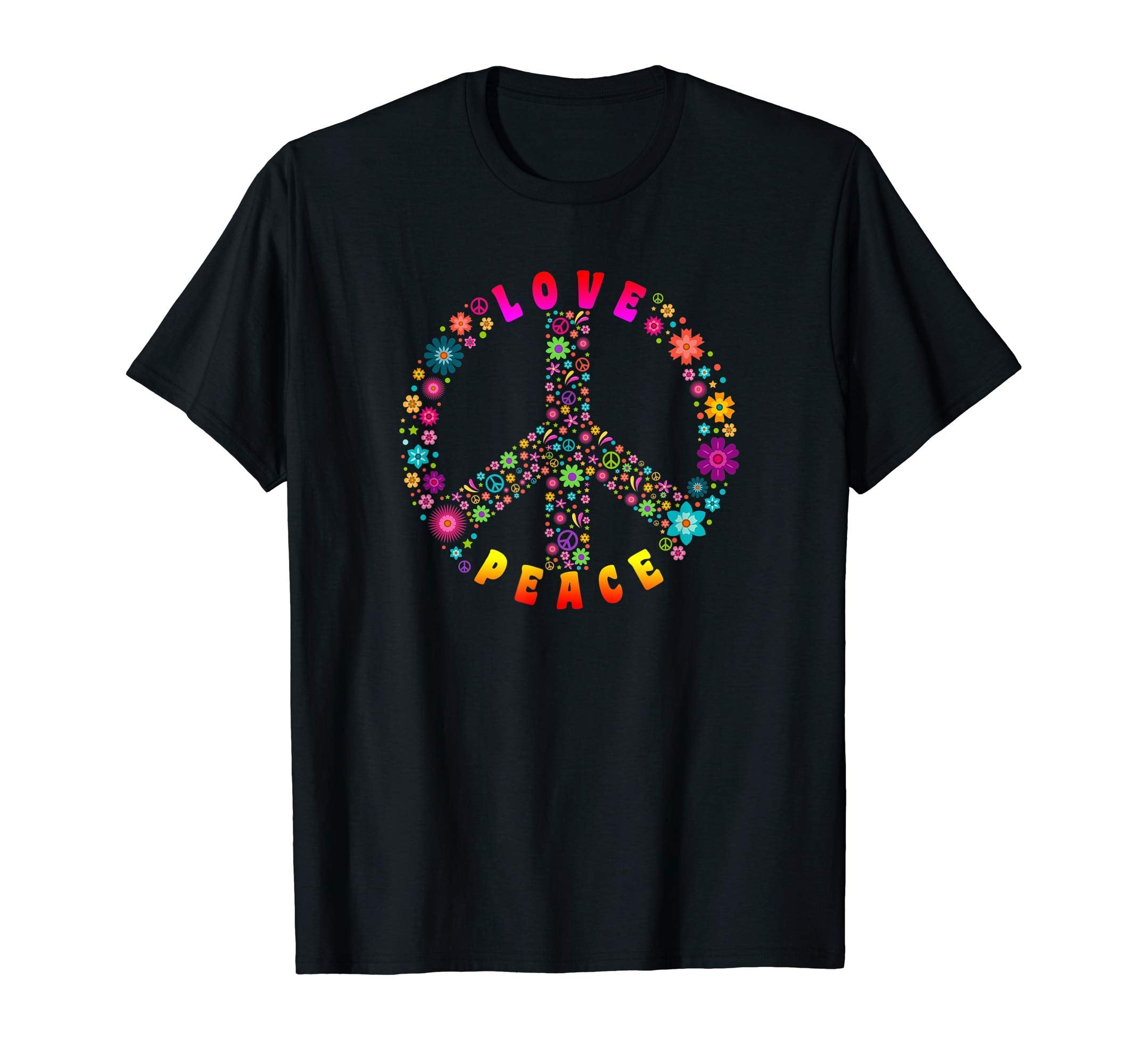 Peace Sign Love 60S 70S Hippie Costume T-Shirt - Unique Graphic Men Women - T-Shirt, Sweatshirt, Hoodie