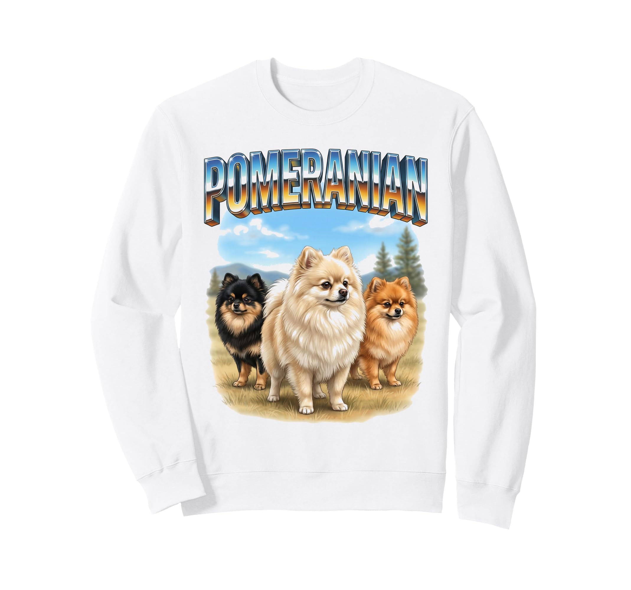 Pomeranian 90S Dog Lover 80S Sweatshirt - Graphic Print for Adults - T-Shirt, Sweatshirt, Hoodie