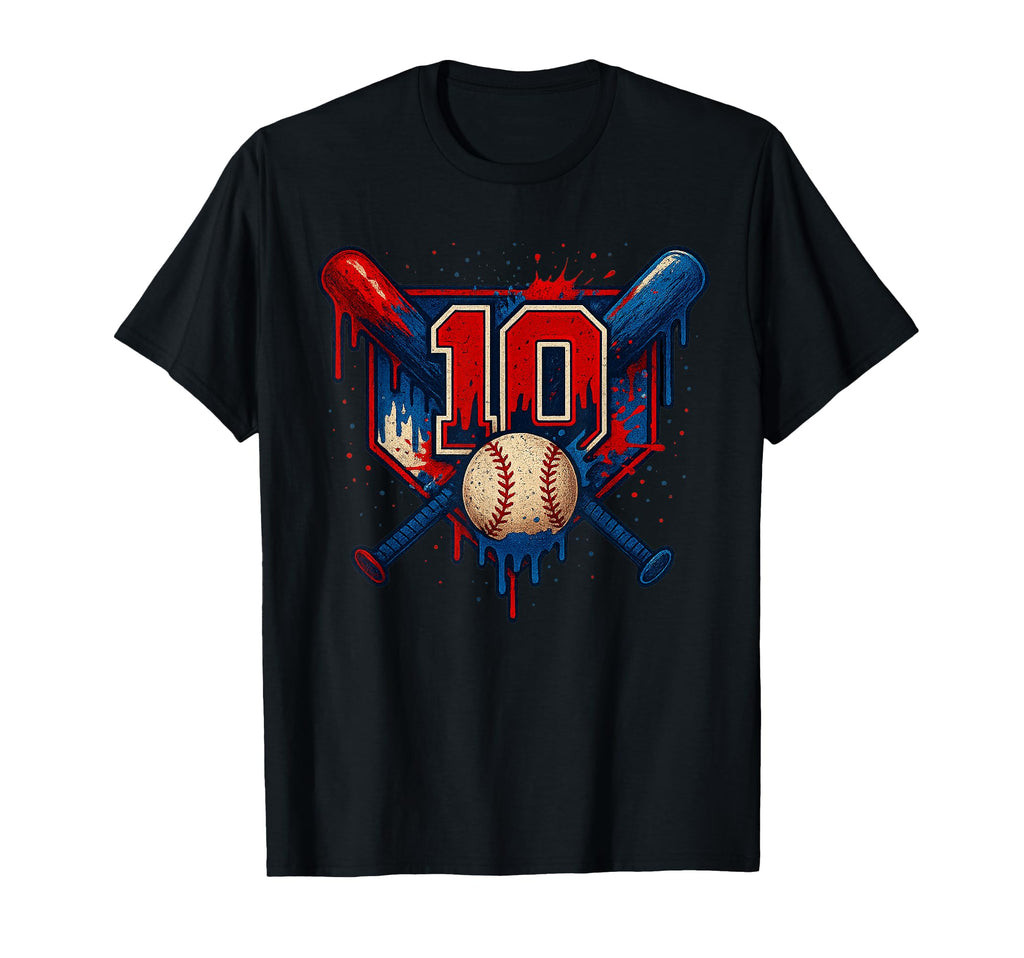 Baseball 10 Year Old Splash Drip 10Th T-Shirt - Novelty Apparel Men Women - T-Shirt, Sweatshirt, Hoodie