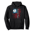 Baseball Papa American Flag Fathers Day Hoodie - Graphic Print Men Women - T-Shirt, Sweatshirt, Hoodie
