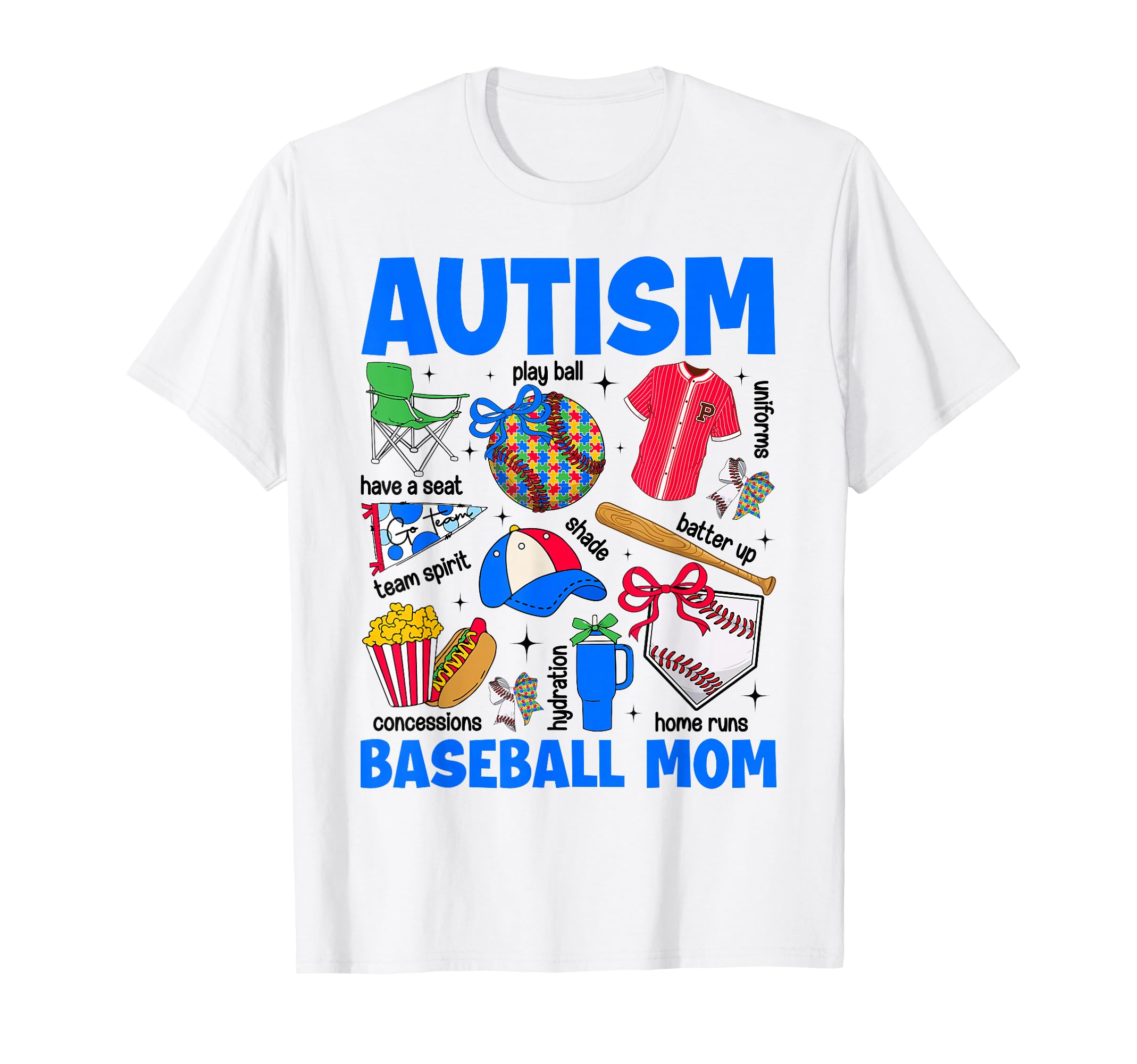 Autism Baseball Mom Mama Autism T-Shirt - Novelty Apparel Men Women - T-Shirt, Sweatshirt, Hoodie