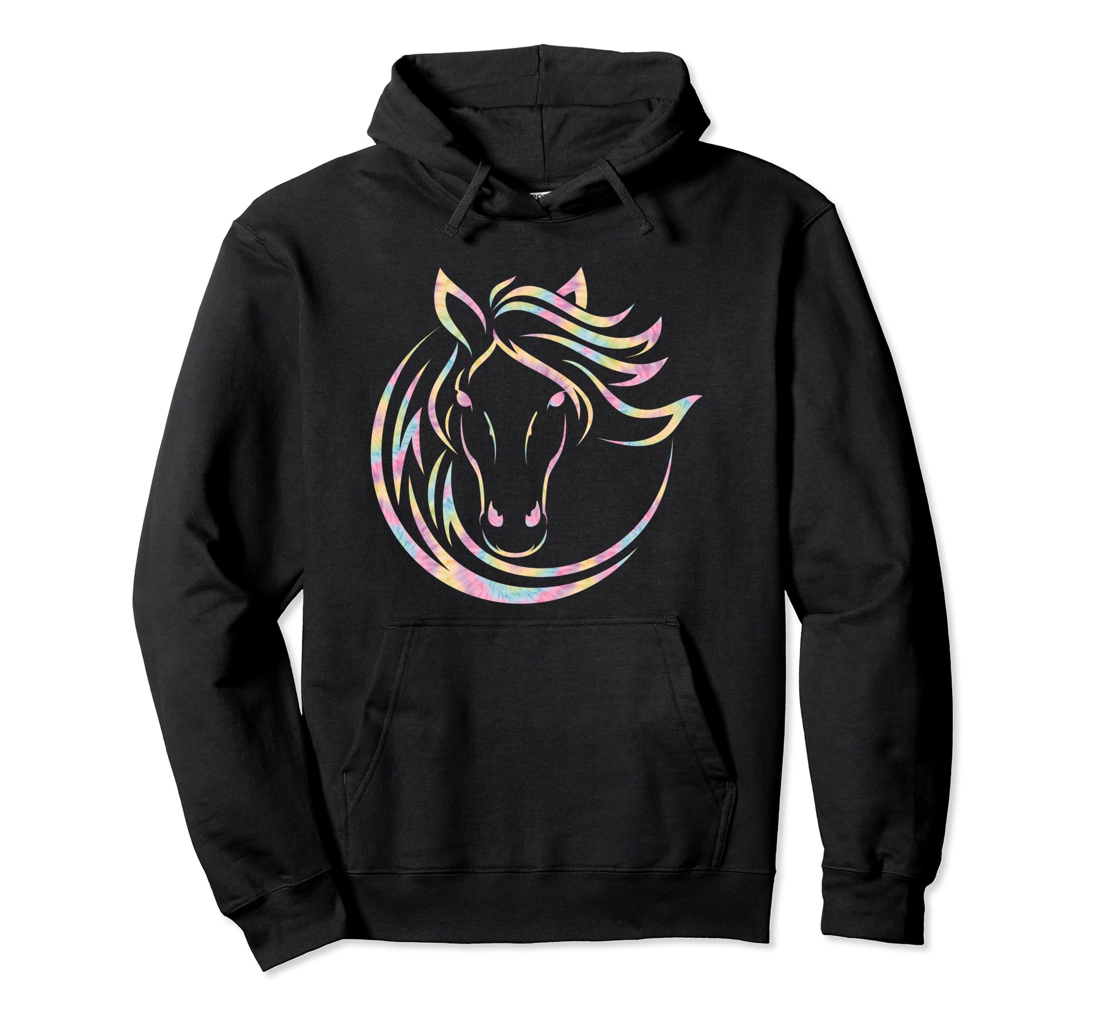 Horse Head Tie Die Boho Line Art Hoodie - Trendy Graphic for Adults - T-Shirt, Sweatshirt, Hoodie