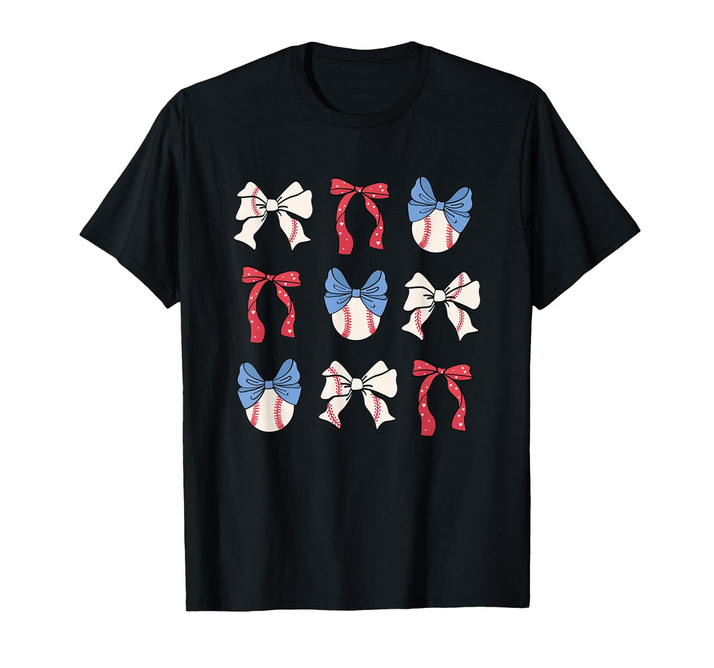 Baseball Bows Red White Blue T-Shirt - Streetwear Style for Adults - T-Shirt, Sweatshirt, Hoodie