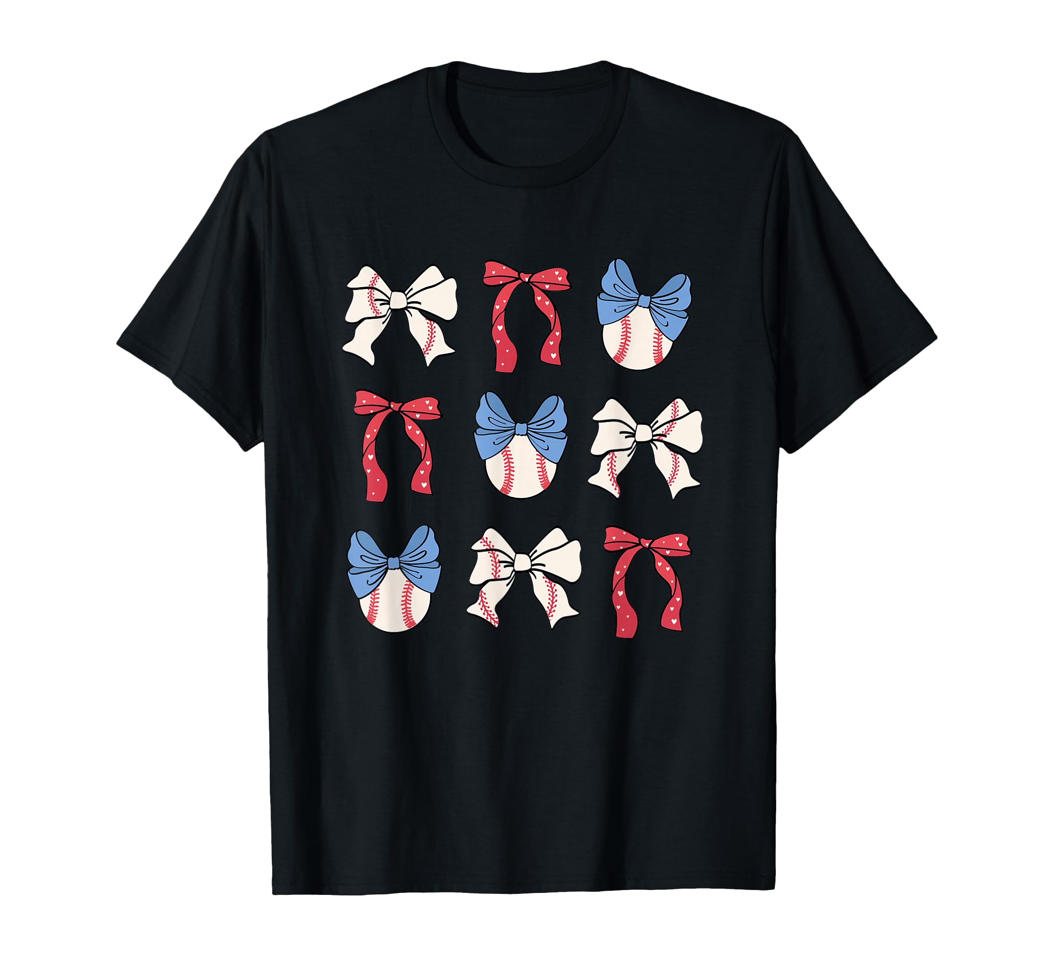 Baseball Bows Red White Blue T-Shirt - Streetwear Style for Adults - T-Shirt, Sweatshirt, Hoodie