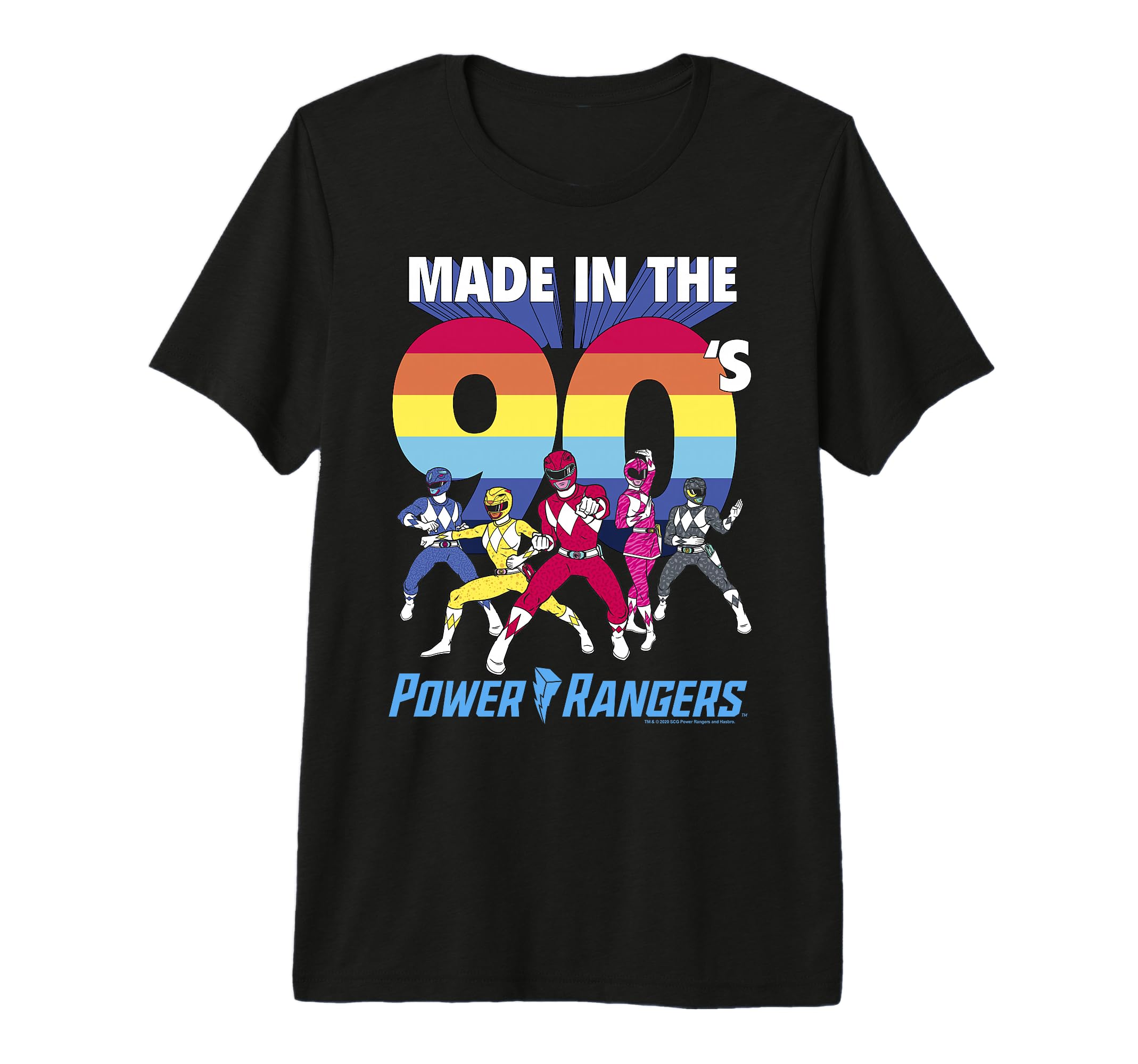 Power Rangers Made 90S Rainbow Stripe Logo T-Shirt - Trendy Graphic Unisex - T-Shirt, Sweatshirt, Hoodie