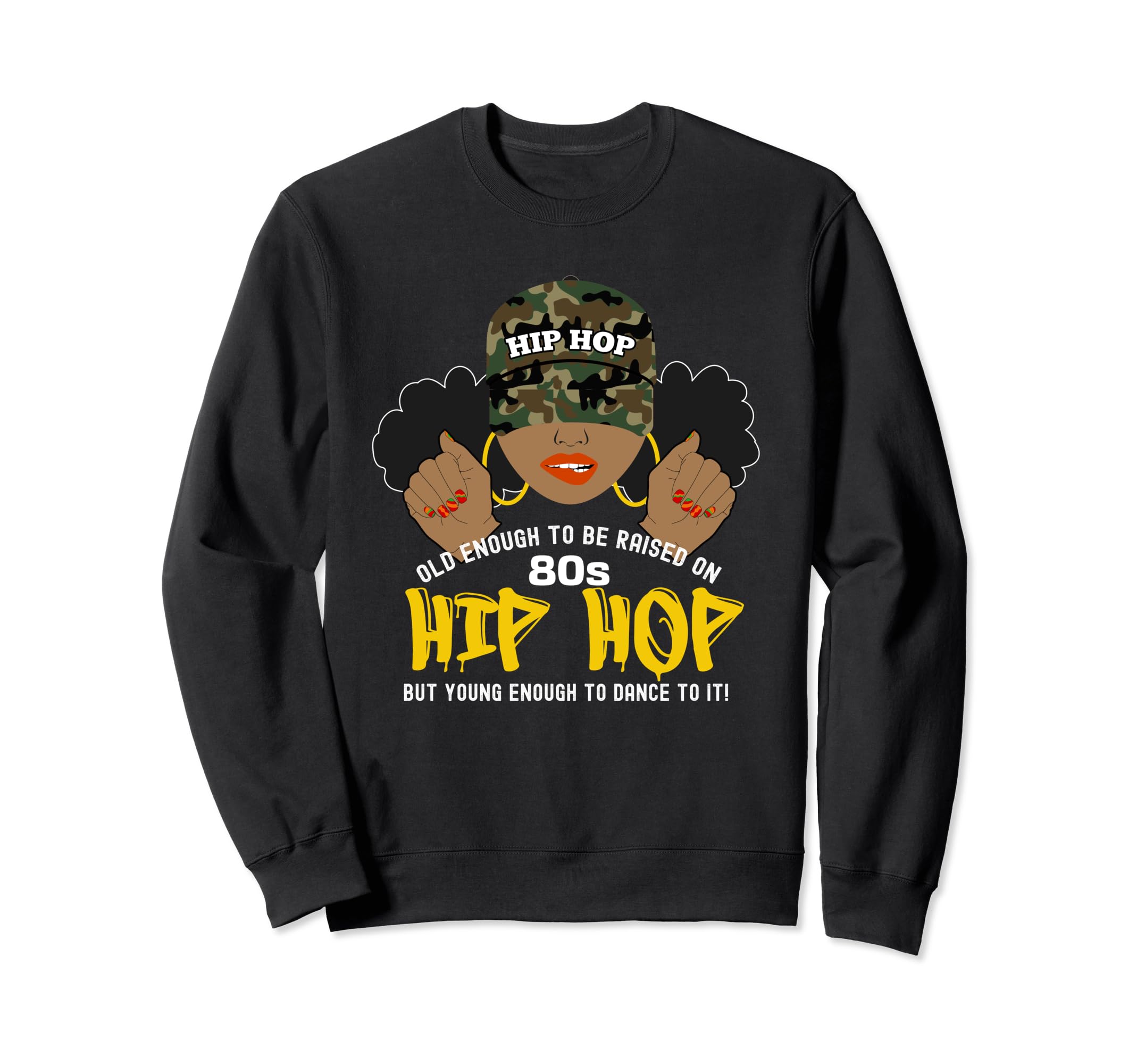 Raised Old School 80S Hip Hop African Sweatshirt - Graphic Print Men Women - T-Shirt, Sweatshirt, Hoodie
