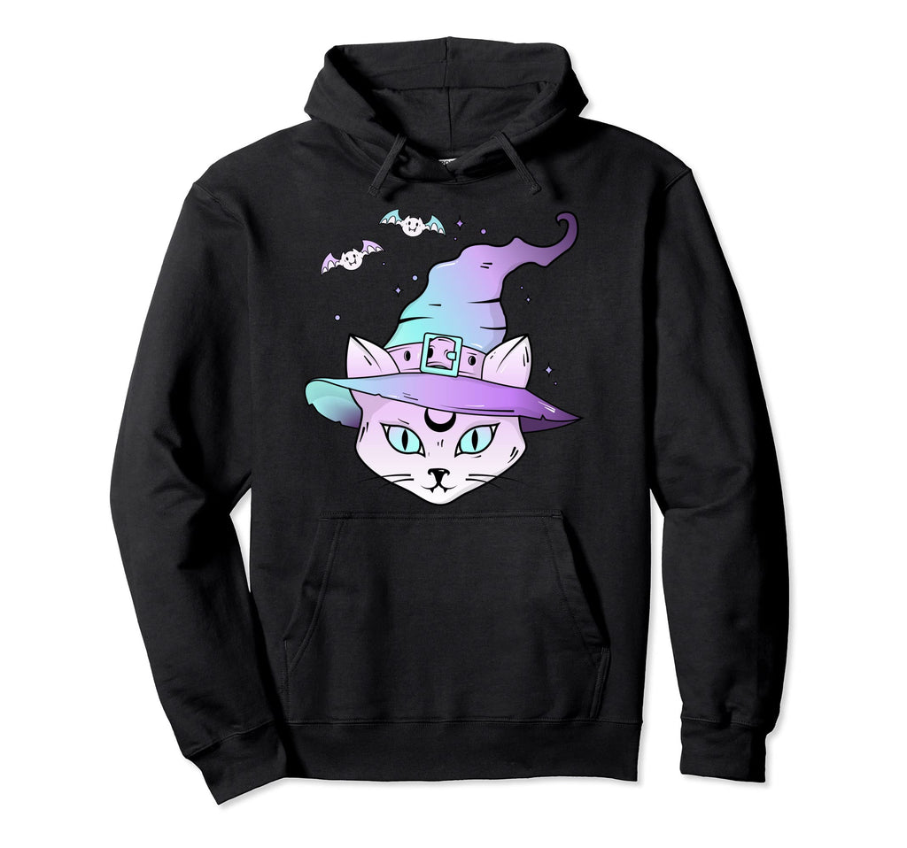 Pastel Goth Creepy Witch Cat Kawaii Goth Hoodie - Minimalist Print Unisex - T-Shirt, Sweatshirt, Hoodie