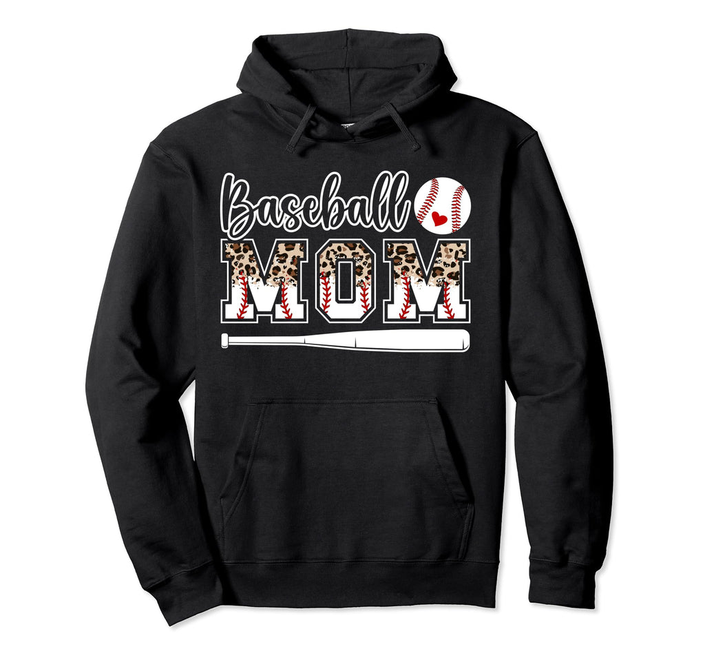 Baseball Mom Leopard Mom Baseball Player Hoodie - Novelty Apparel Unisex - T-Shirt, Sweatshirt, Hoodie