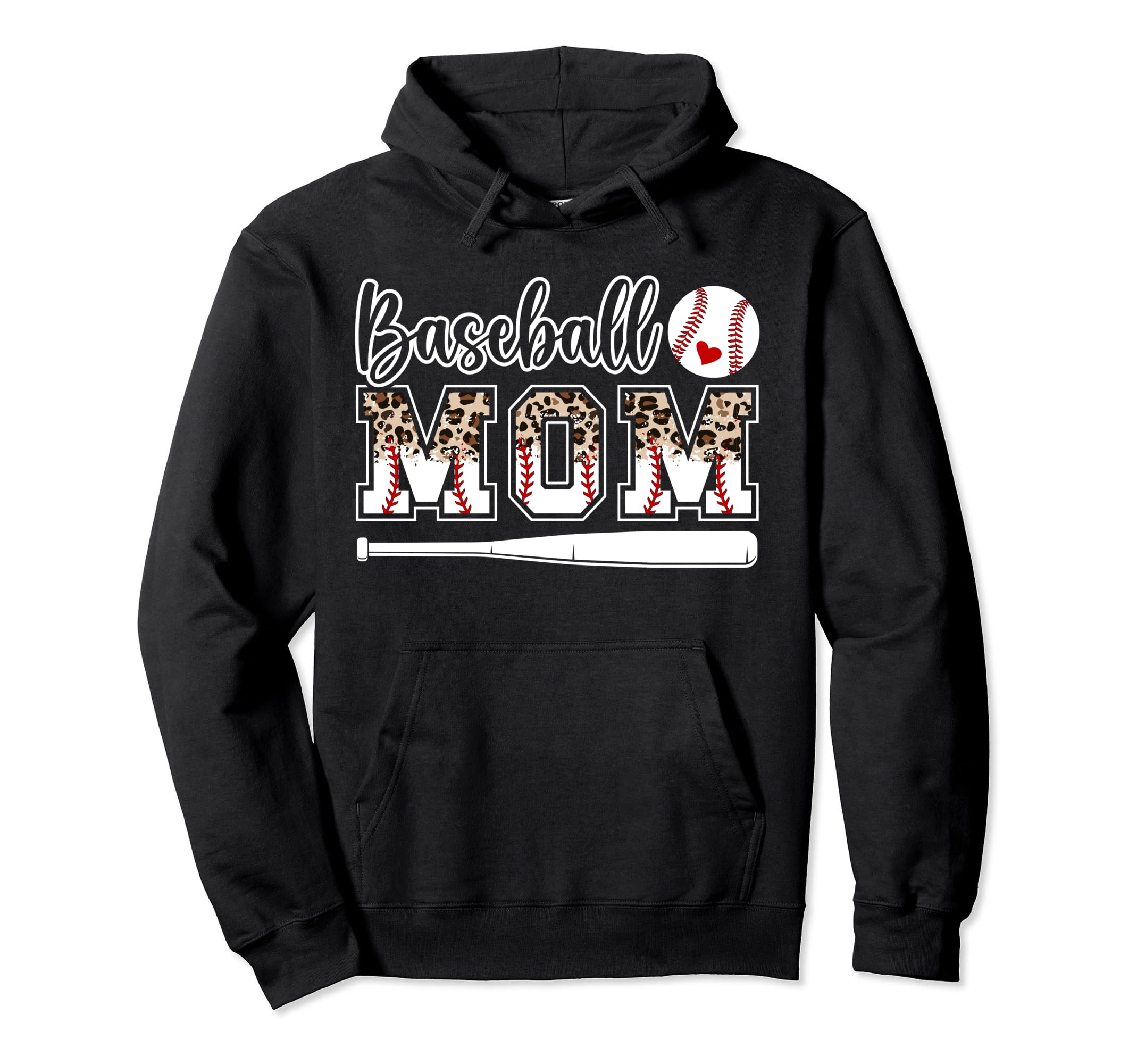 Baseball Mom Leopard Mom Baseball Player Hoodie - Novelty Apparel Unisex - T-Shirt, Sweatshirt, Hoodie