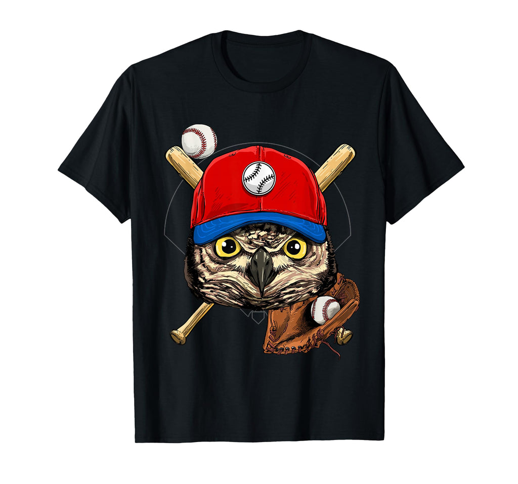 Owl Baseball Owl Lovers Baseball T-Shirt - Casual Everyday Wear Unisex - T-Shirt, Sweatshirt, Hoodie