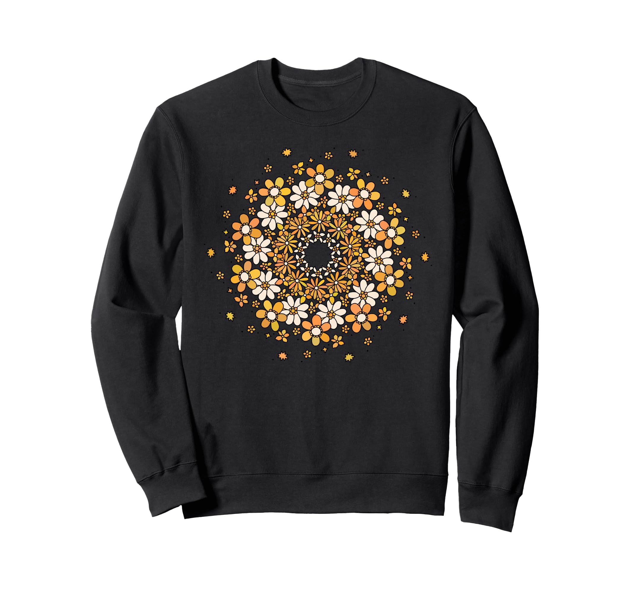 Orange And Yellow Flowers Boho Sweatshirt - Unique Graphic Men Women - T-Shirt, Sweatshirt, Hoodie