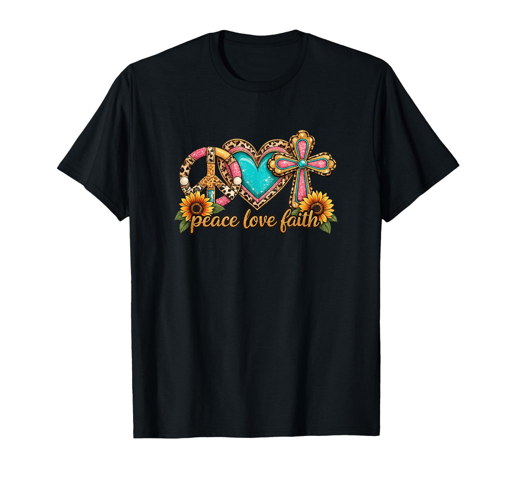 Peace Love Faith Christian T-Shirt - Fun Novelty Design for Adults - T-Shirt, Sweatshirt, Hoodie