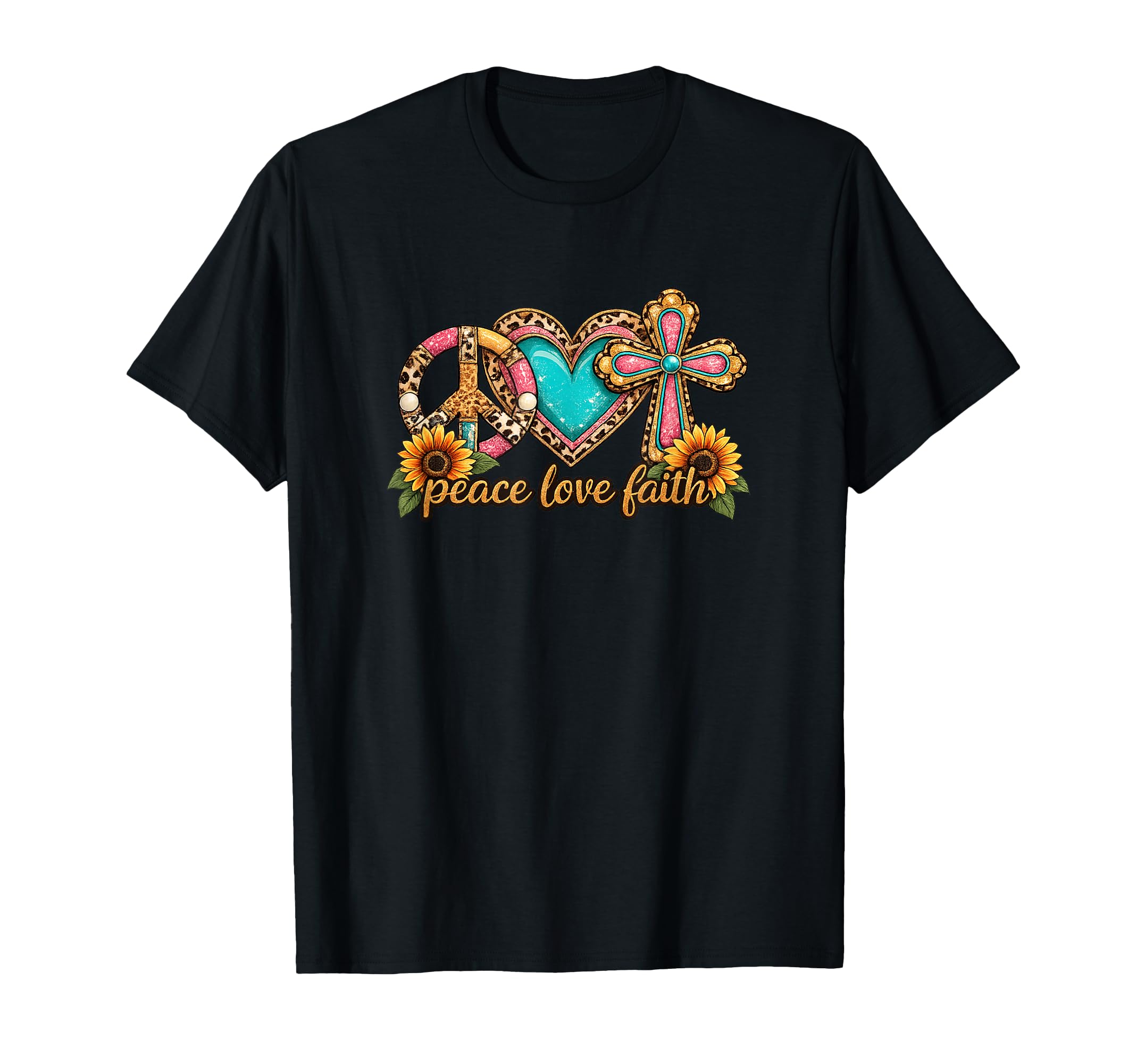Peace Love Faith Christian T-Shirt - Fun Novelty Design for Adults - T-Shirt, Sweatshirt, Hoodie