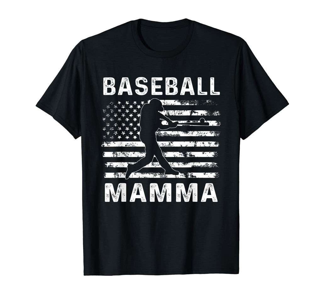 Baseball Mamma Mom Usa Flag 4Th July T-Shirt - Novelty Apparel for Adults - T-Shirt, Sweatshirt, Hoodie
