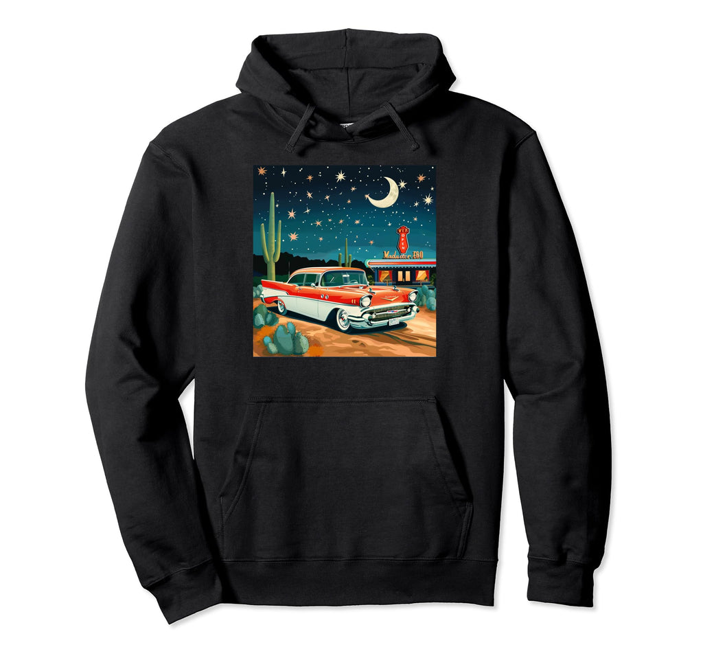 Diner Car Highway Attraction Night Hoodie - Casual Everyday Wear Men Women - T-Shirt, Sweatshirt, Hoodie