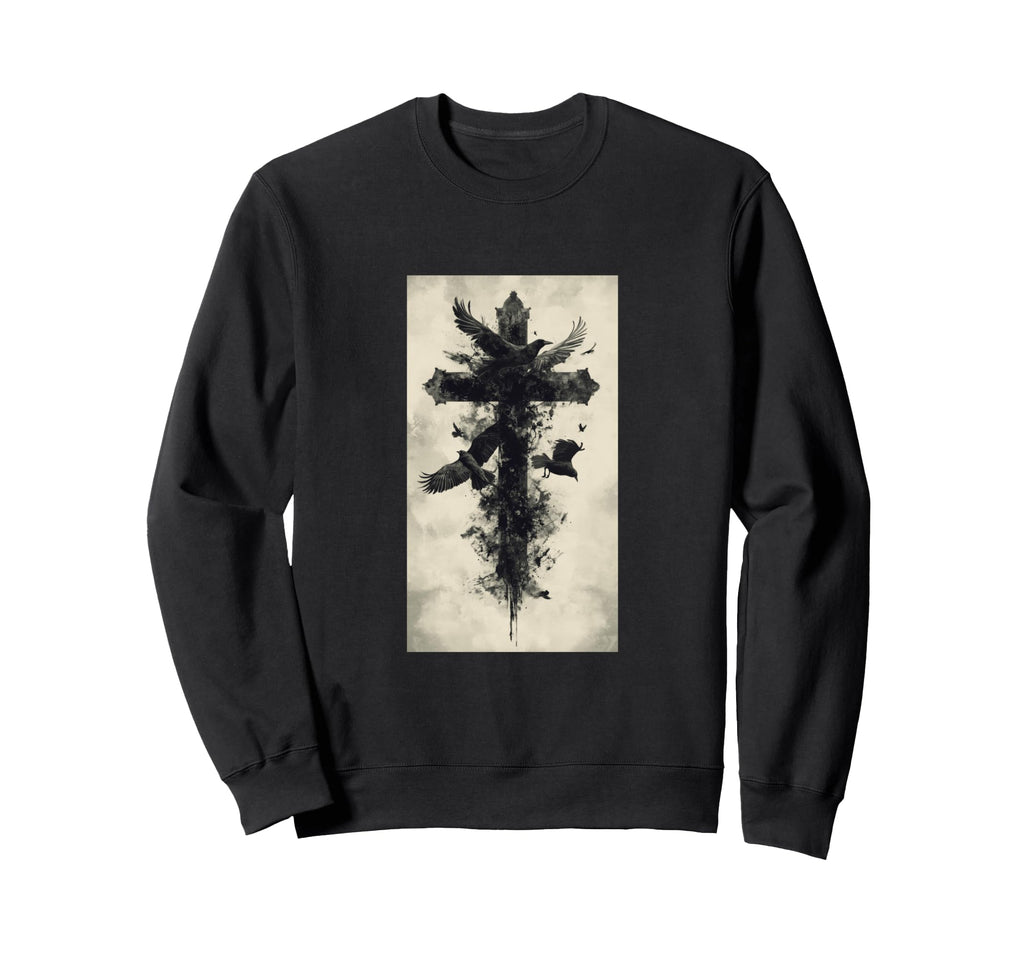 Gothic Cross Grunge Aesthetic Sweatshirt - Casual Everyday Wear for Adults - T-Shirt, Sweatshirt, Hoodie
