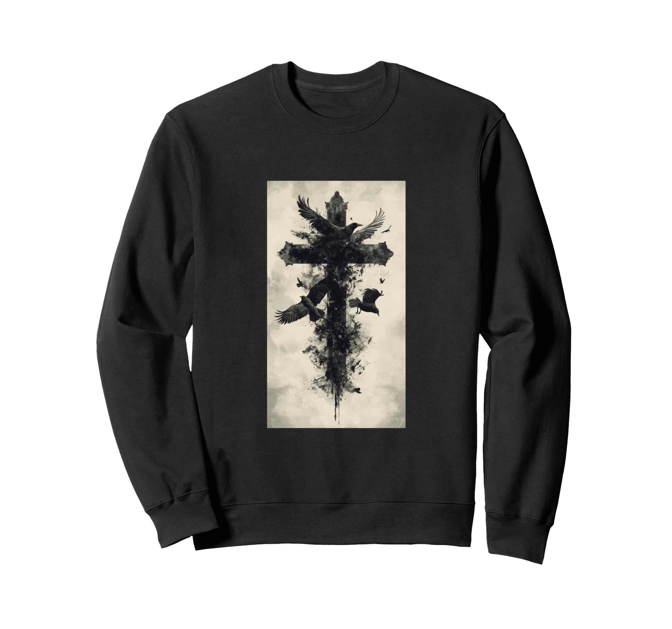 Gothic Cross Grunge Aesthetic Sweatshirt - Casual Everyday Wear for Adults - T-Shirt, Sweatshirt, Hoodie
