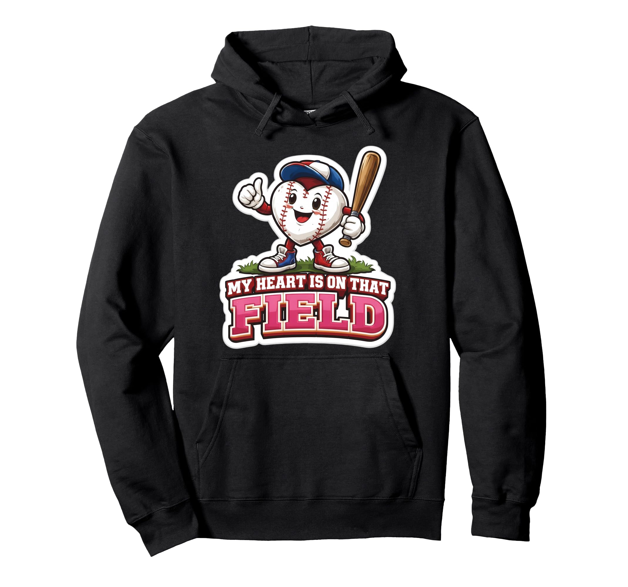 My Heart Is That Field Baseball Mom Hoodie - Fun Novelty Design for Adults - T-Shirt, Sweatshirt, Hoodie