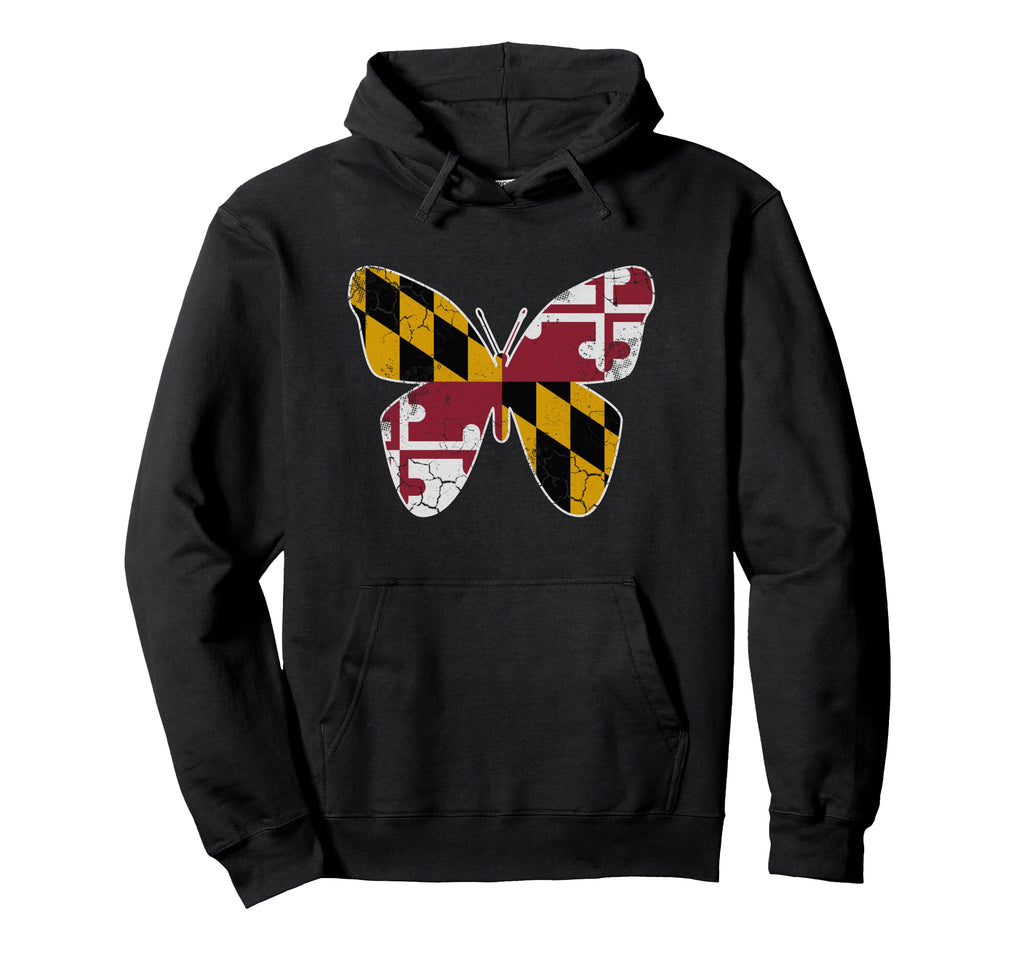 Maryland Flag Butterfly Home State Hoodie - Streetwear Style Unisex - T-Shirt, Sweatshirt, Hoodie