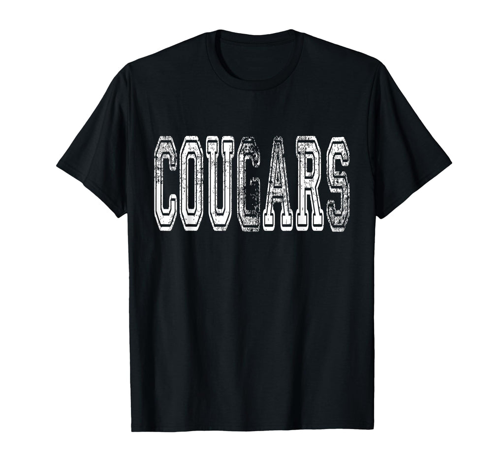 Cougars Mascot Distressed School Sports T-Shirt - Aesthetic Graphic Unisex - T-Shirt, Sweatshirt, Hoodie