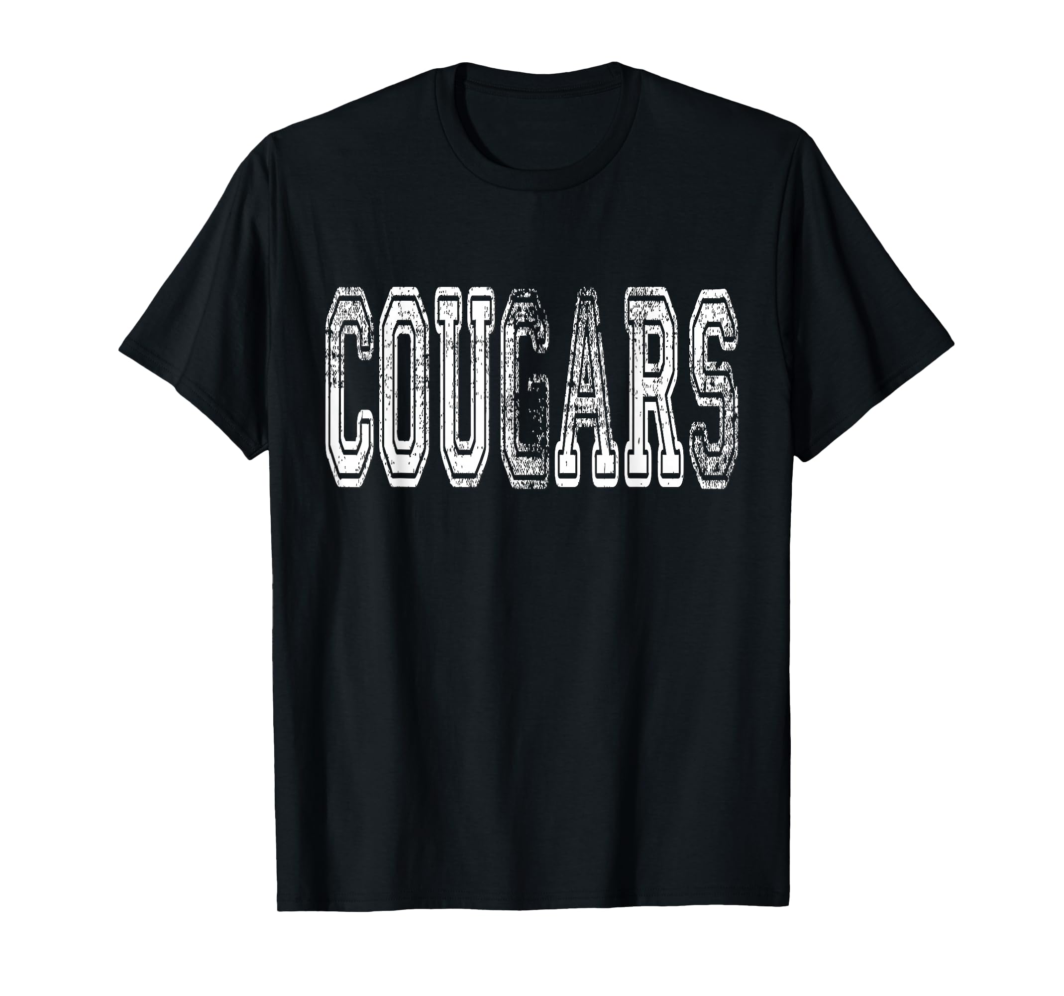 Cougars Mascot Distressed School Sports T-Shirt - Aesthetic Graphic Unisex - T-Shirt, Sweatshirt, Hoodie