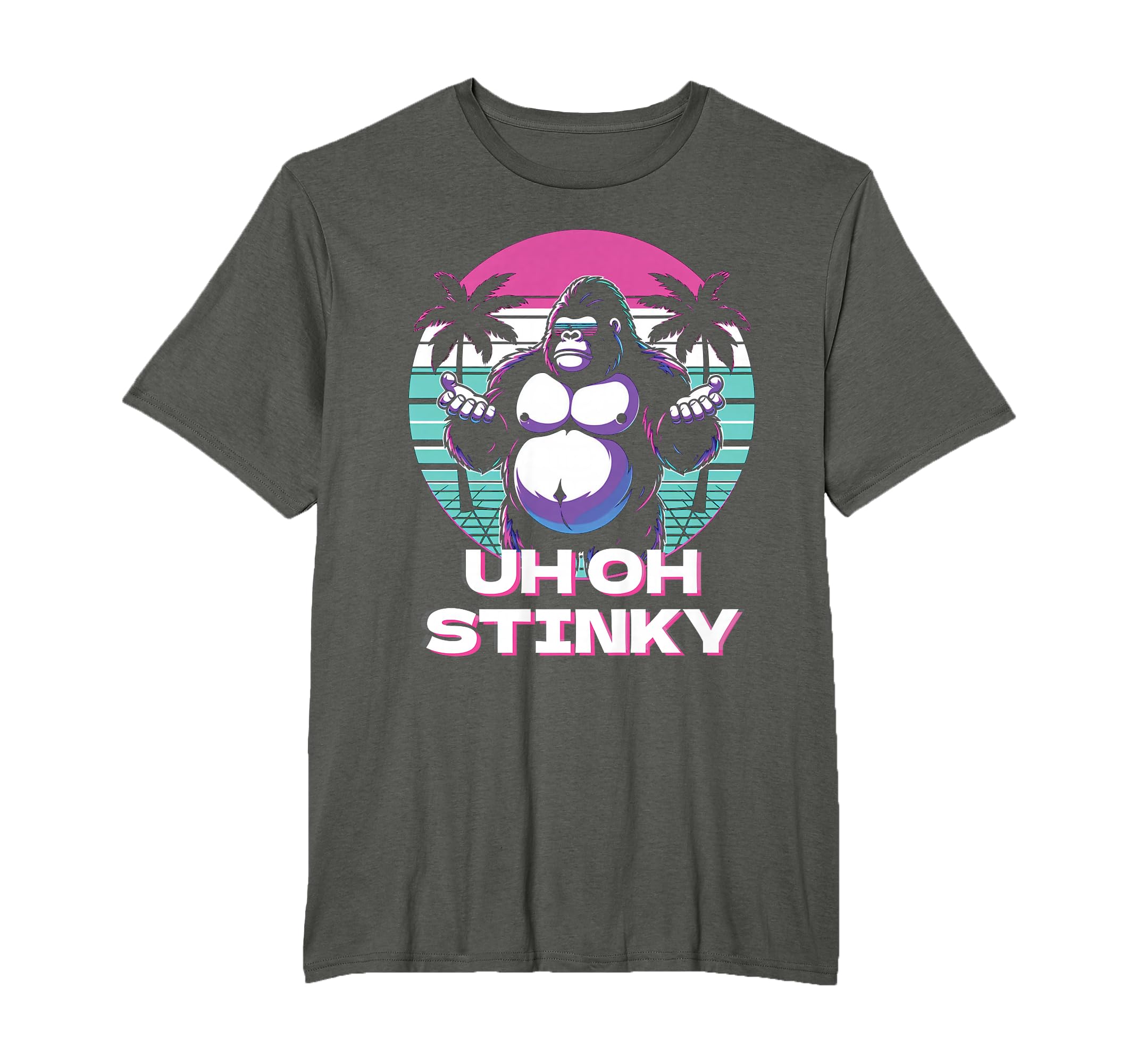 Uh Oh Stinky Monkey Ape Vaporwave T-Shirt - Aesthetic Graphic for Adults - T-Shirt, Sweatshirt, Hoodie