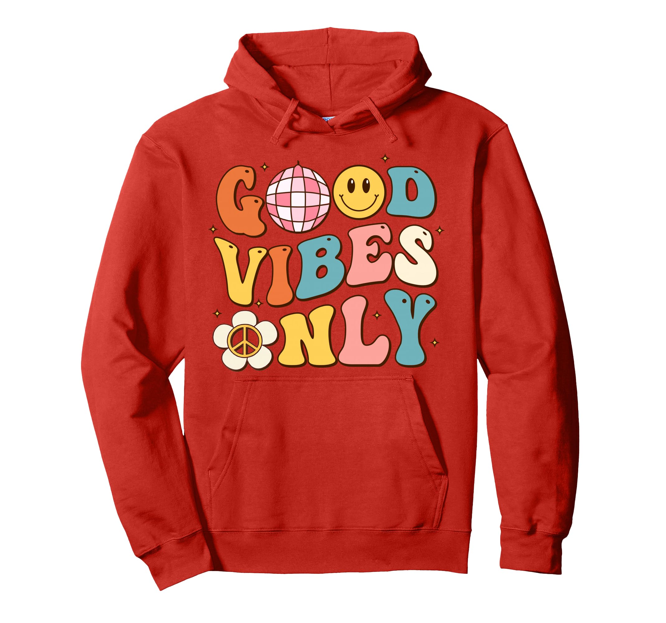 Good Vibes Peace Sign Love Only 60S 70S Hoodie - Trendy Graphic for Adults - T-Shirt, Sweatshirt, Hoodie