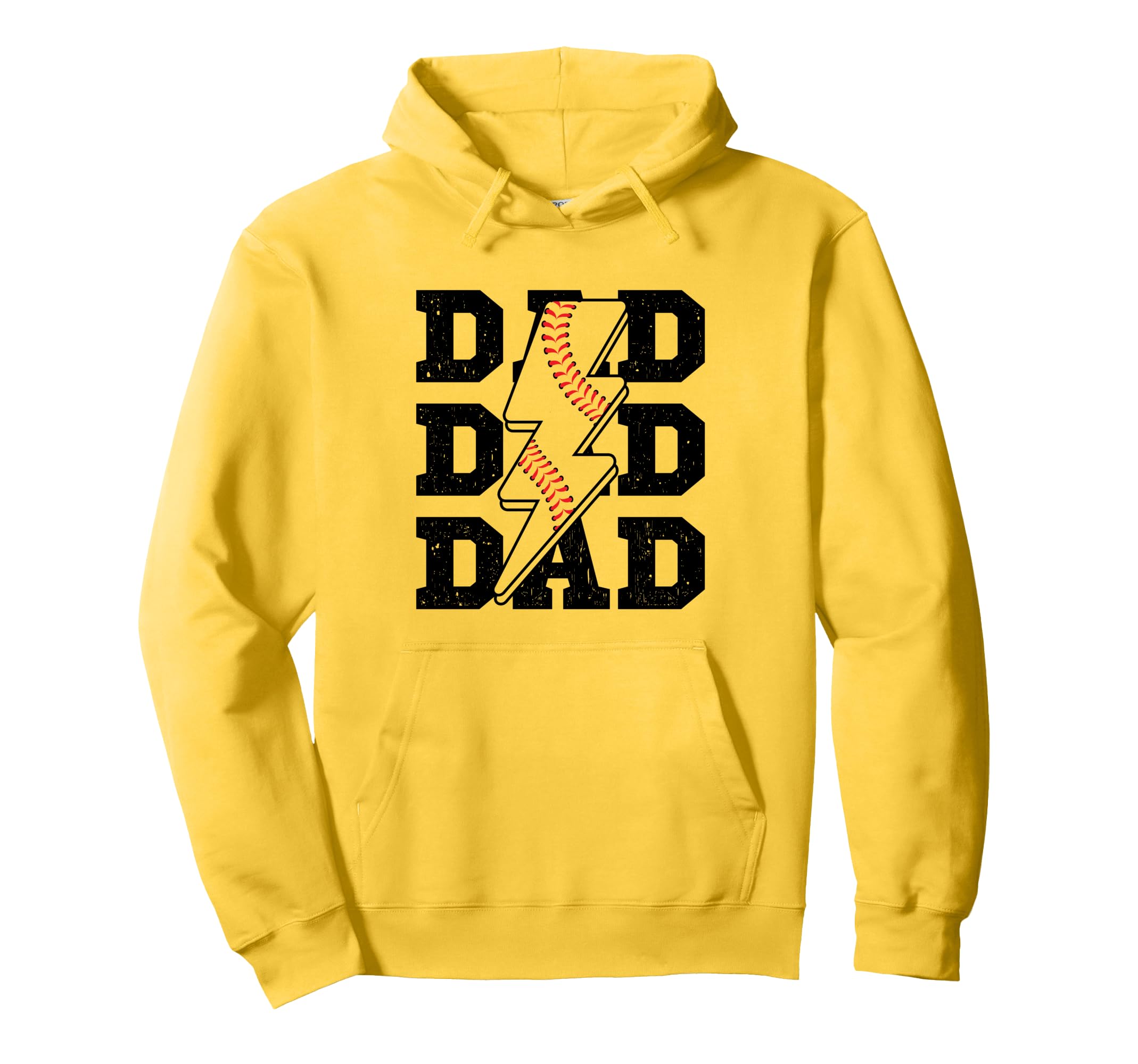 Baseball Dad Distressed Lightning Hoodie - Casual Everyday Wear Unisex - T-Shirt, Sweatshirt, Hoodie