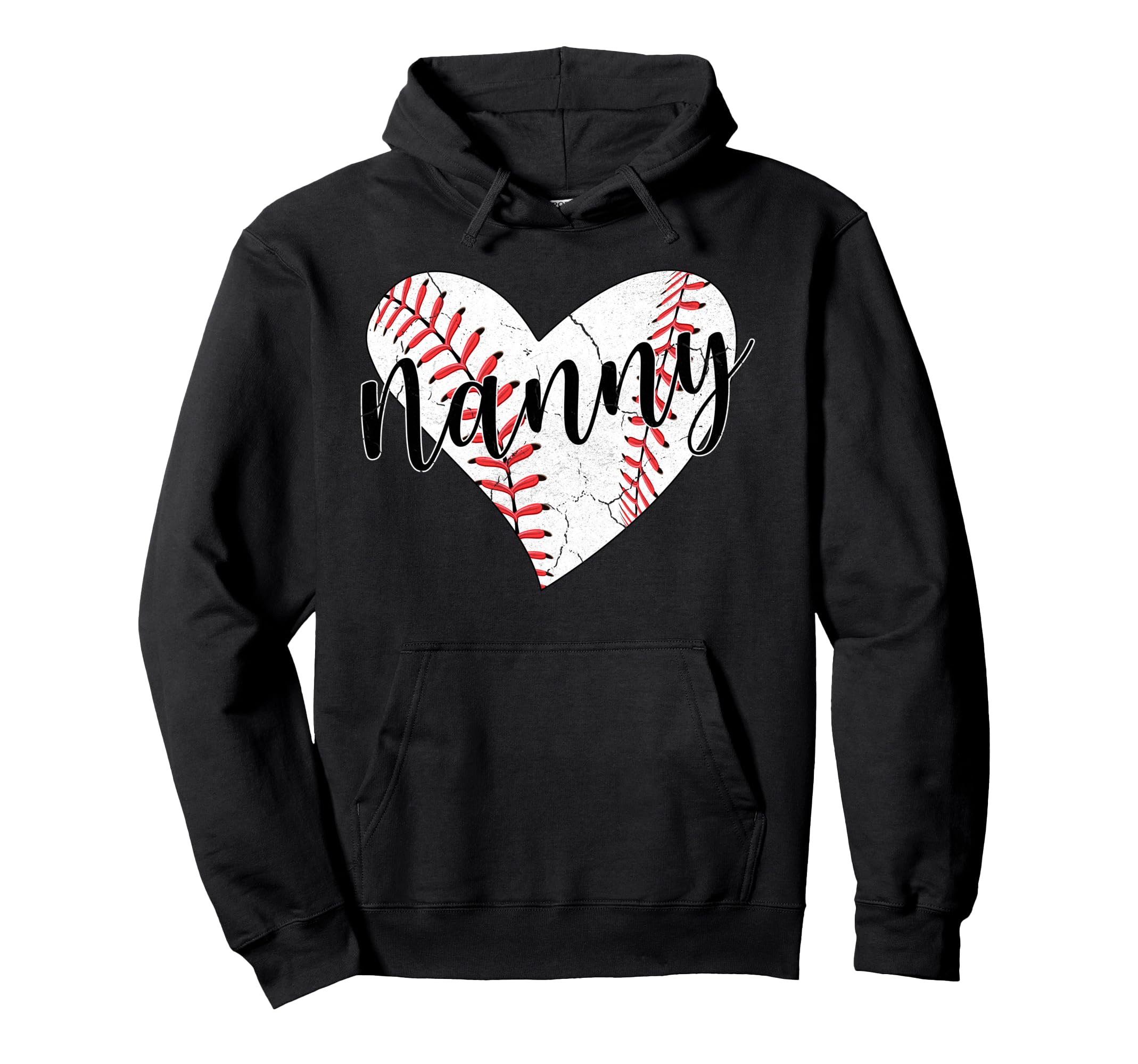 Baseball Nanny Mothers Day Baseball Heart Hoodie - Graphic Print Men Women - T-Shirt, Sweatshirt, Hoodie
