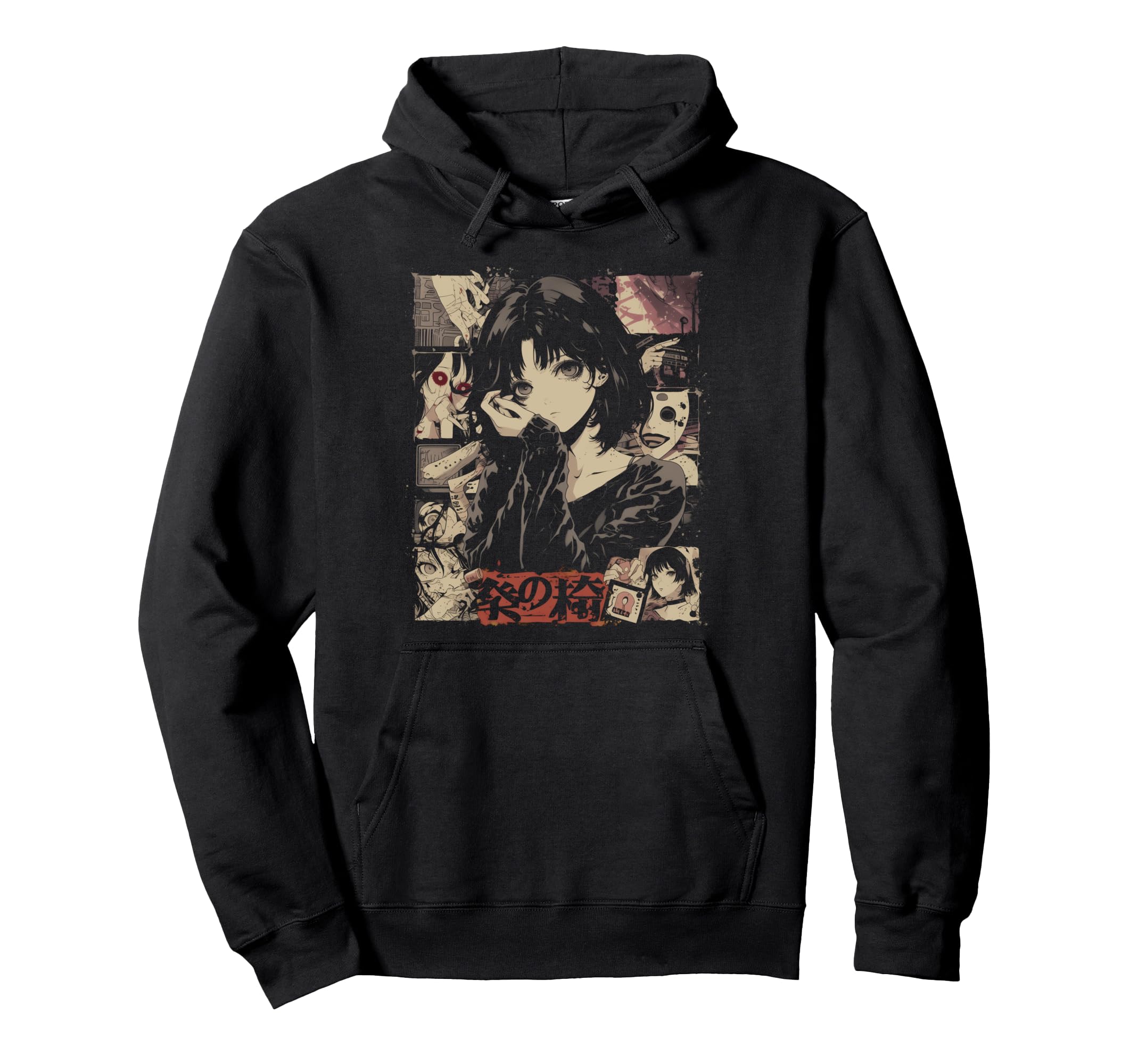 Goth Grunge Demon Anime Waifu Horror Hoodie - Aesthetic Graphic for Adults - T-Shirt, Sweatshirt, Hoodie