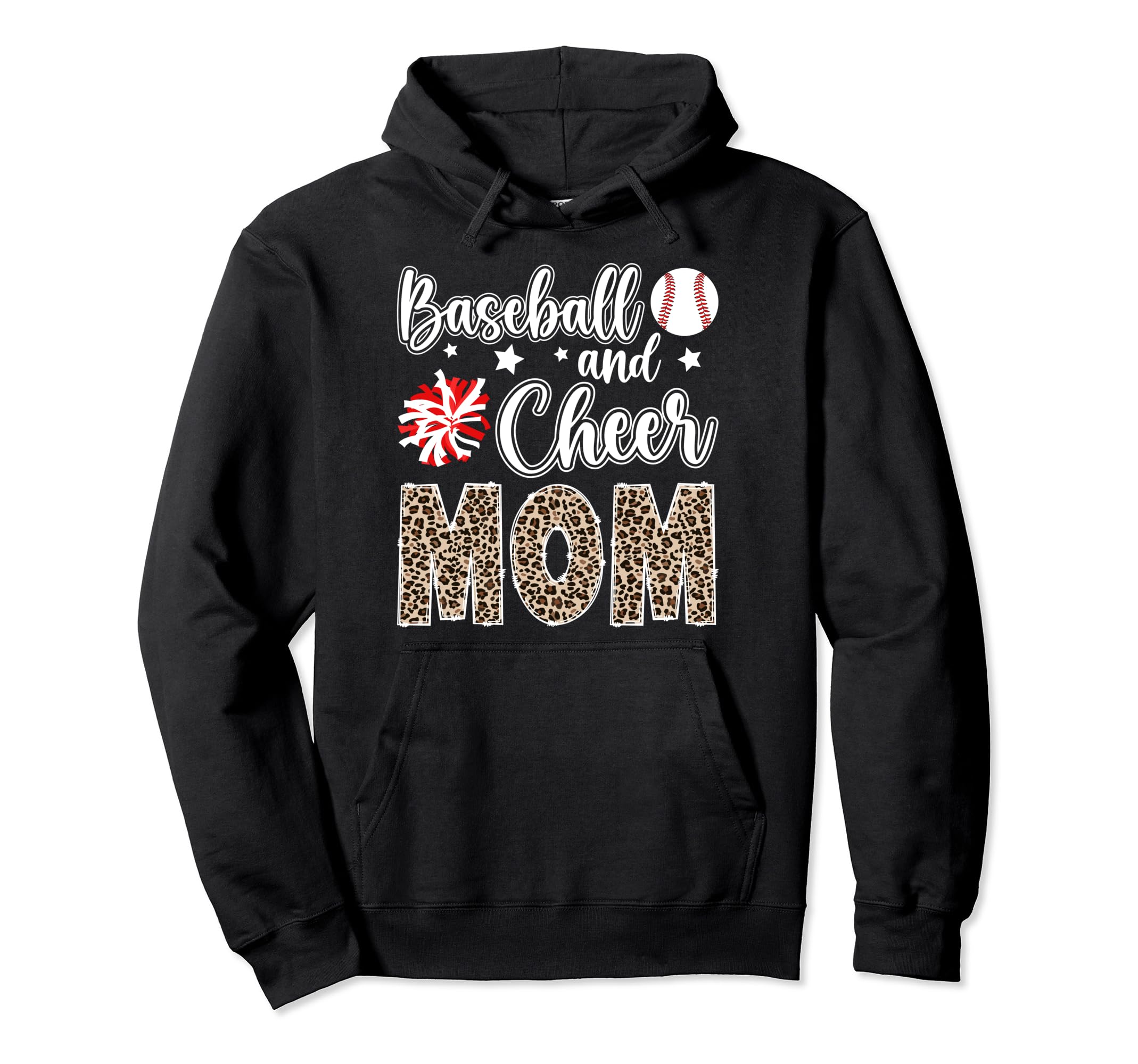 Baseball And Cheer Mom Leopard Cheerleading Hoodie - Graphic Print Unisex - T-Shirt, Sweatshirt, Hoodie