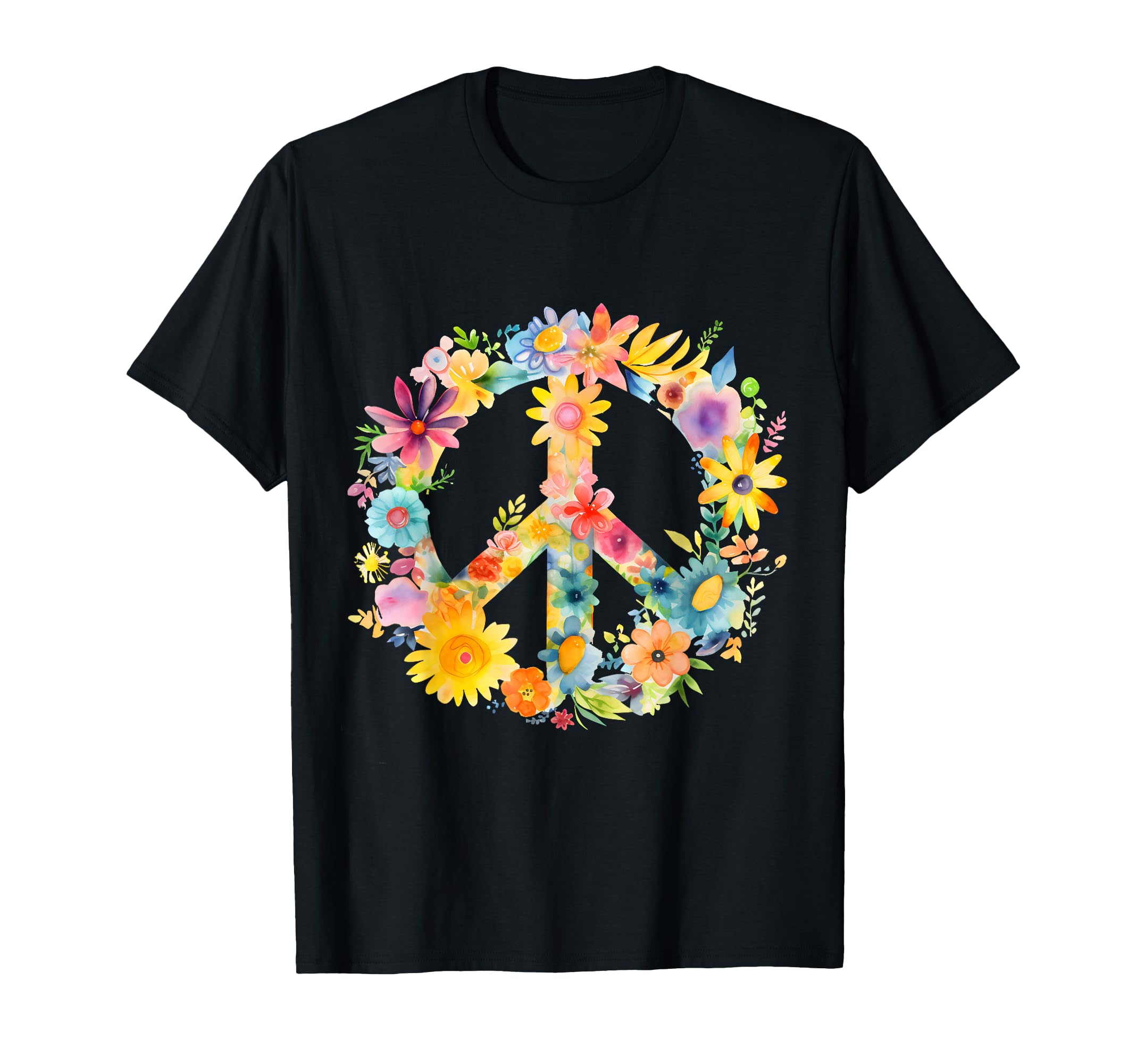 Peace Sign World Love Flowers Hippie T-Shirt - Novelty Apparel Unisex - T-Shirt, Sweatshirt, Hoodie
