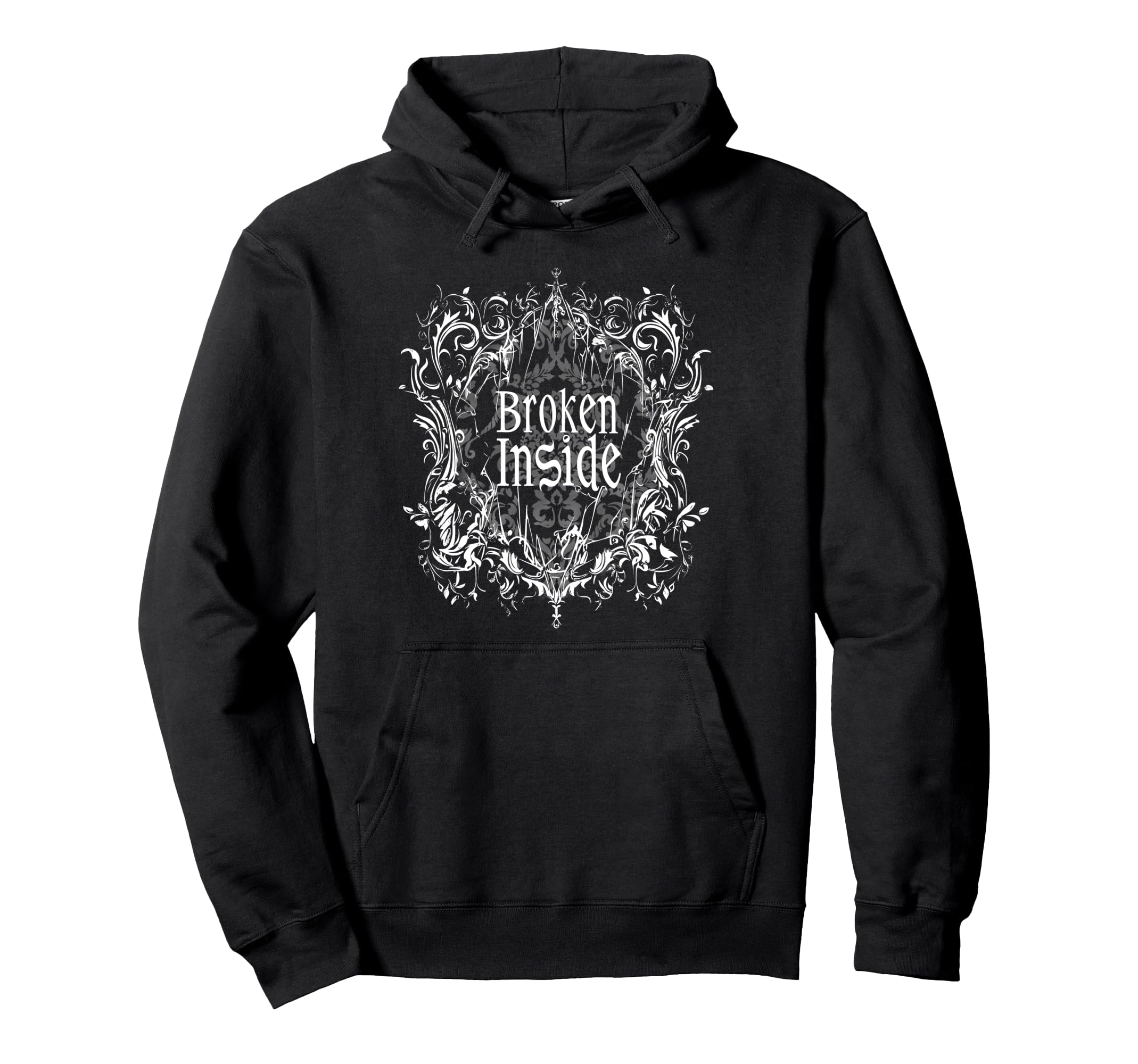 Broken Inside Y2K Emo Aesthetic Hoodie - Aesthetic Graphic for Adults - T-Shirt, Sweatshirt, Hoodie