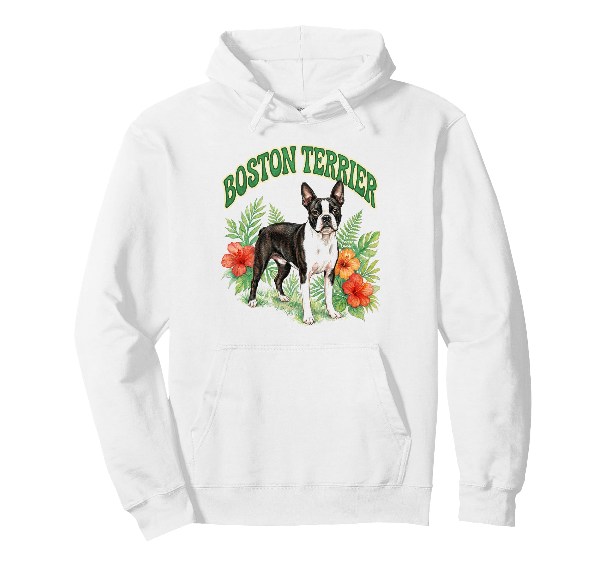 Boston Terrier Groovy Floral Hoodie - Casual Everyday Wear Unisex - T-Shirt, Sweatshirt, Hoodie