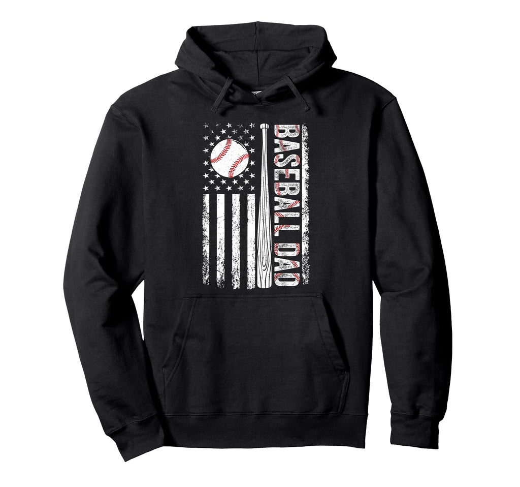 Baseball Dad American Flag Patriotic Hoodie - Aesthetic Graphic for Adults - T-Shirt, Sweatshirt, Hoodie