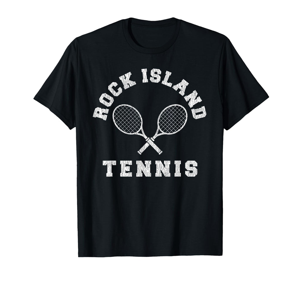 Rock Island Tennis Team Distressed T-Shirt - Minimalist Print for Adults - T-Shirt, Sweatshirt, Hoodie