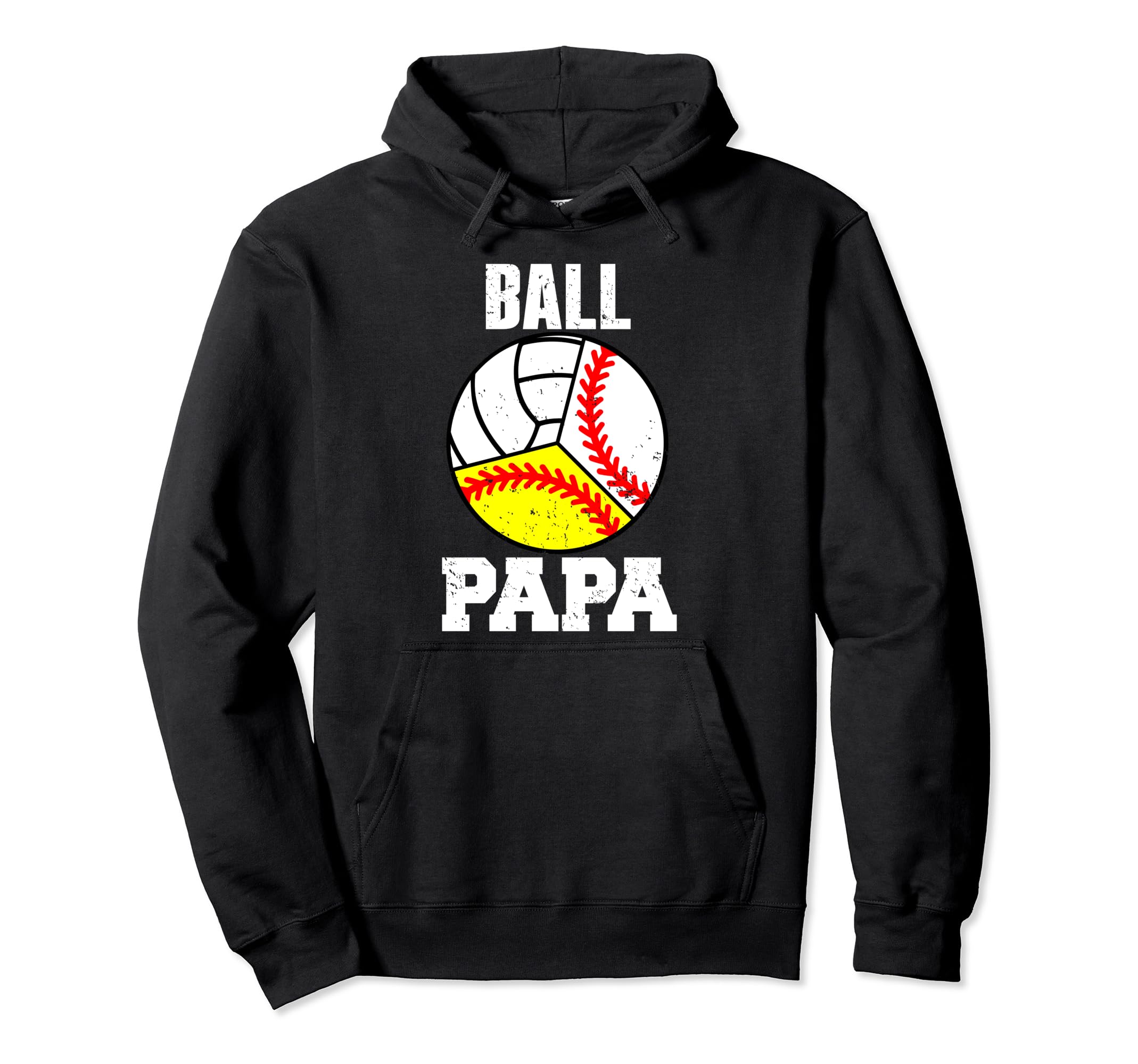 Ball Papa Funny Baseball Softball Hoodie - Minimalist Print Men Women - T-Shirt, Sweatshirt, Hoodie