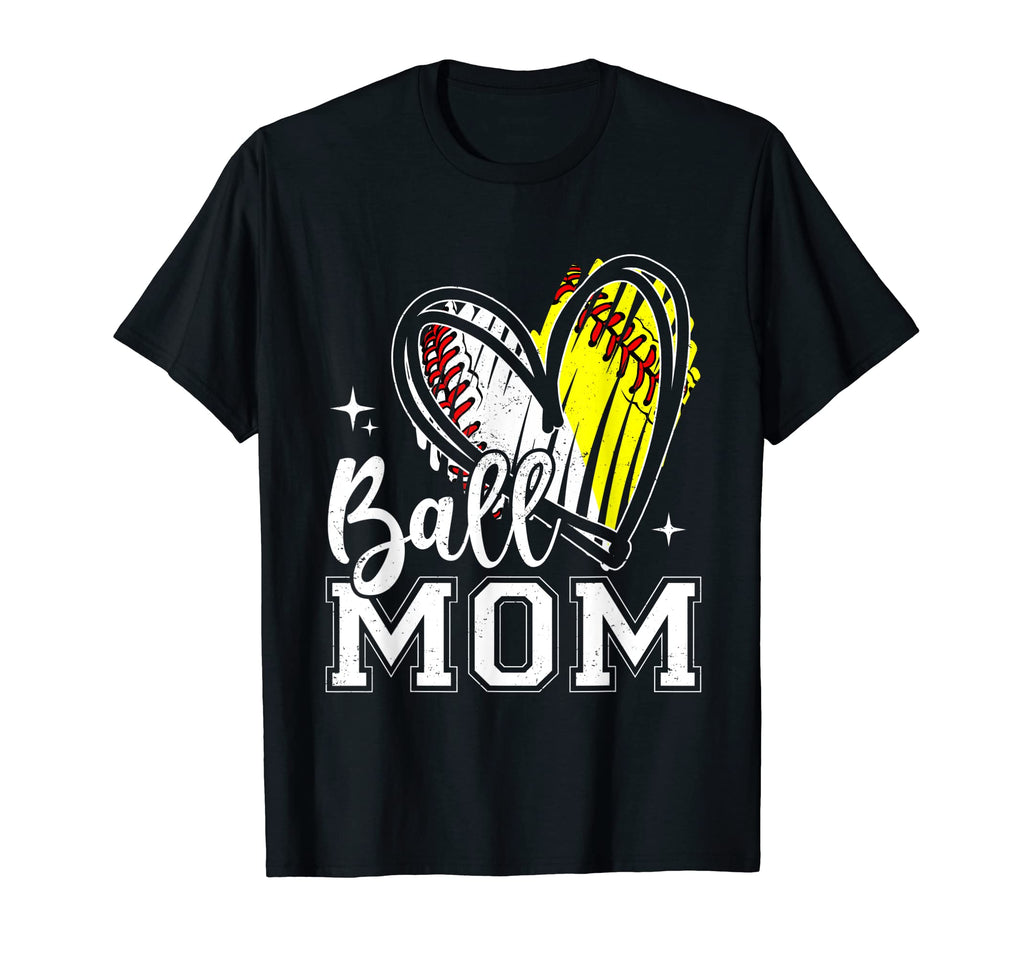 Ball Mom Heart Baseball Softball Mothers T-Shirt - Streetwear Style Unisex - T-Shirt, Sweatshirt, Hoodie