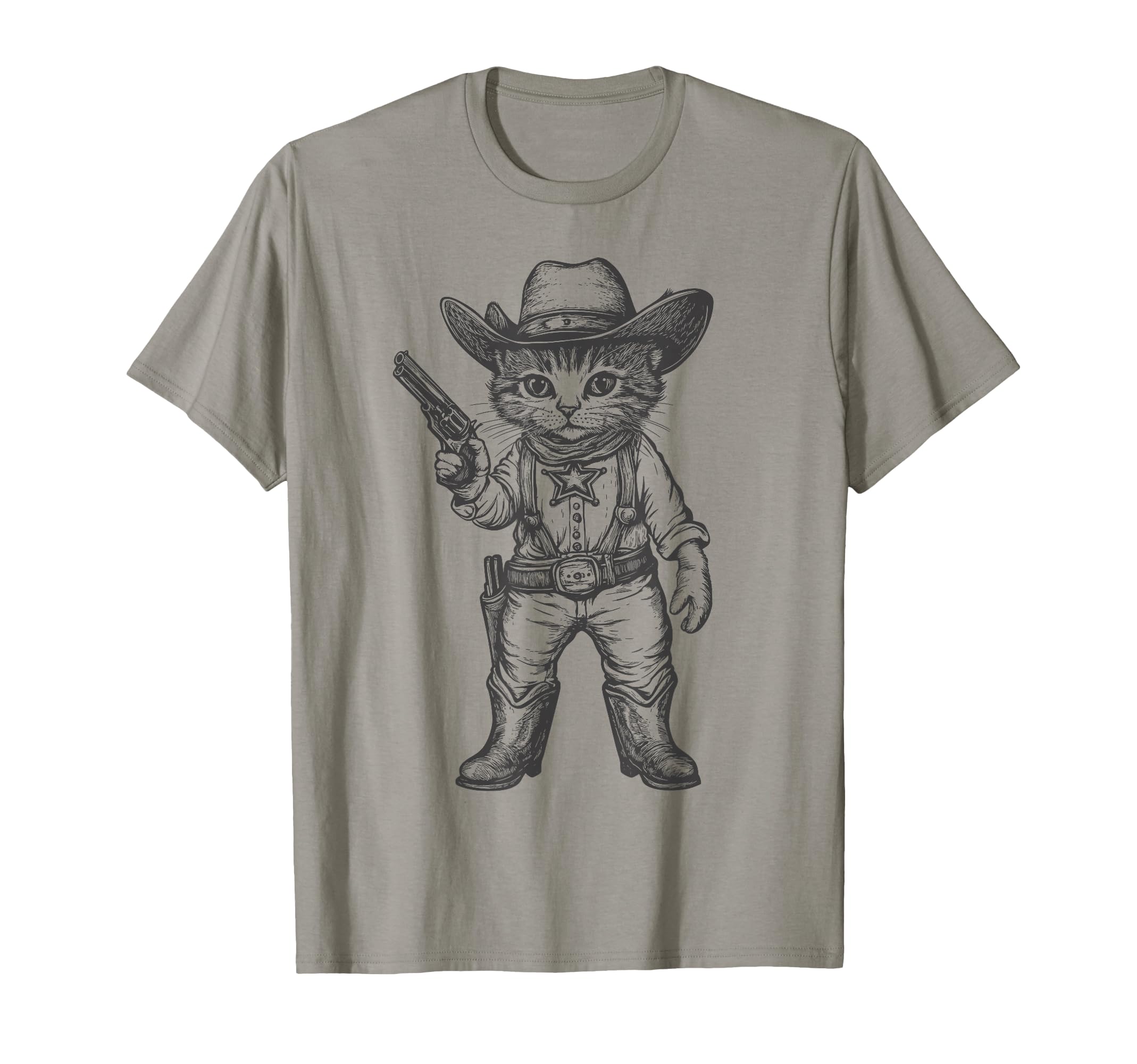 Cat Cowboy Hat Funny Western Kitten T-Shirt - Casual Everyday Wear Unisex - T-Shirt, Sweatshirt, Hoodie