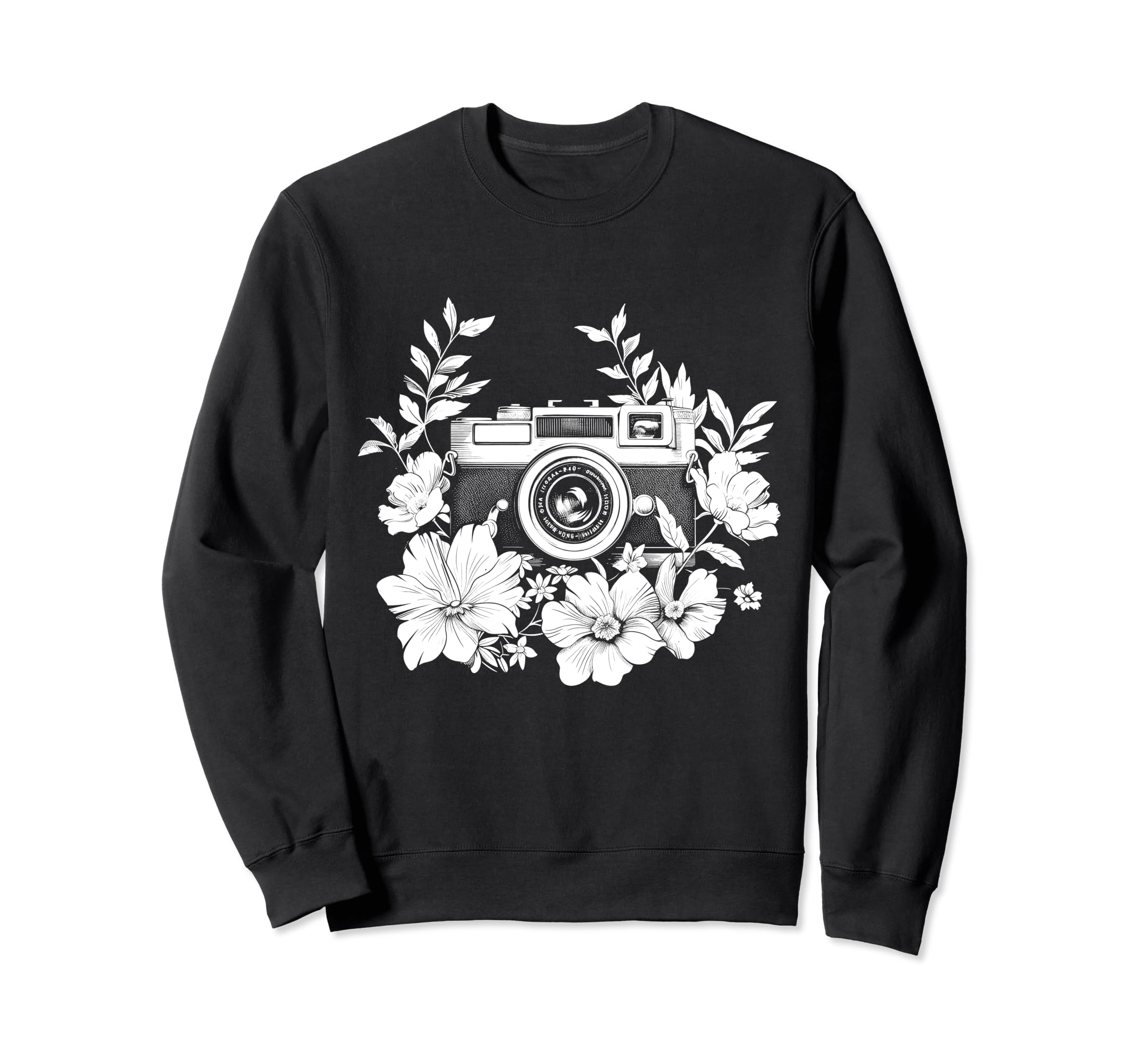 Photographer Camera Flowers Sweatshirt - Minimalist Print Men Women - T-Shirt, Sweatshirt, Hoodie