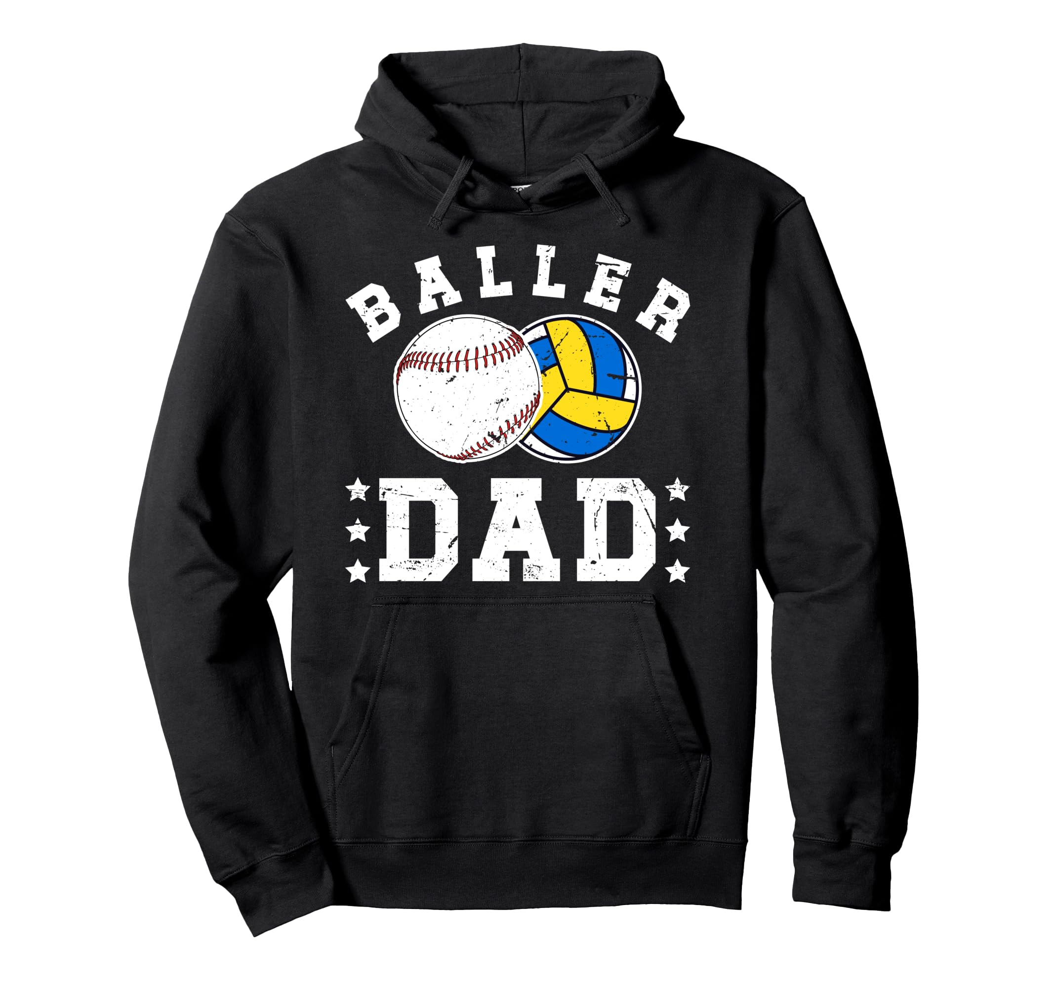 Baller Dad Proud Baseball Volleyball Dad Hoodie - Unique Graphic for Adults - T-Shirt, Sweatshirt, Hoodie