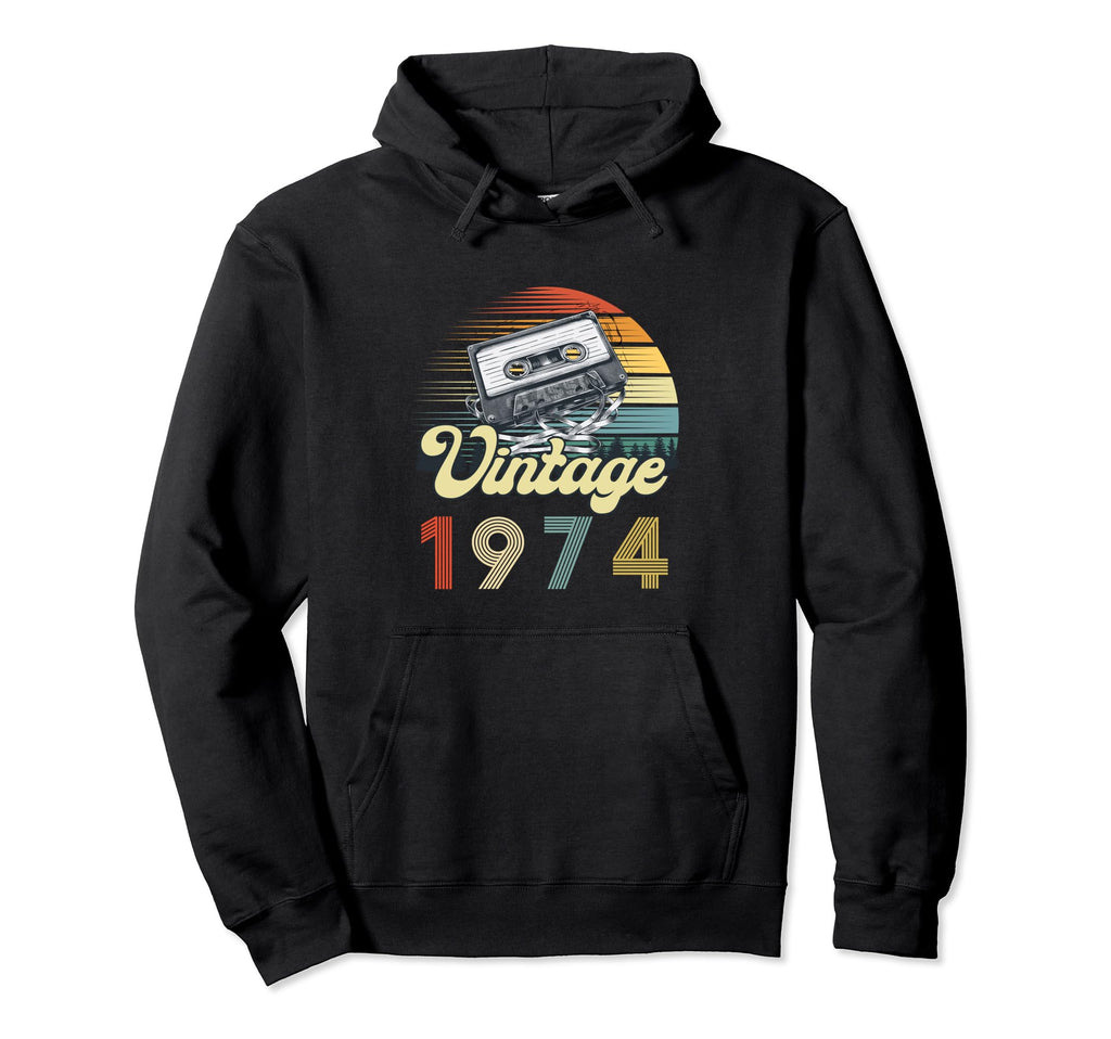 1974 Cassette Tape Nostalgia Hoodie - Aesthetic Graphic for Adults - T-Shirt, Sweatshirt, Hoodie