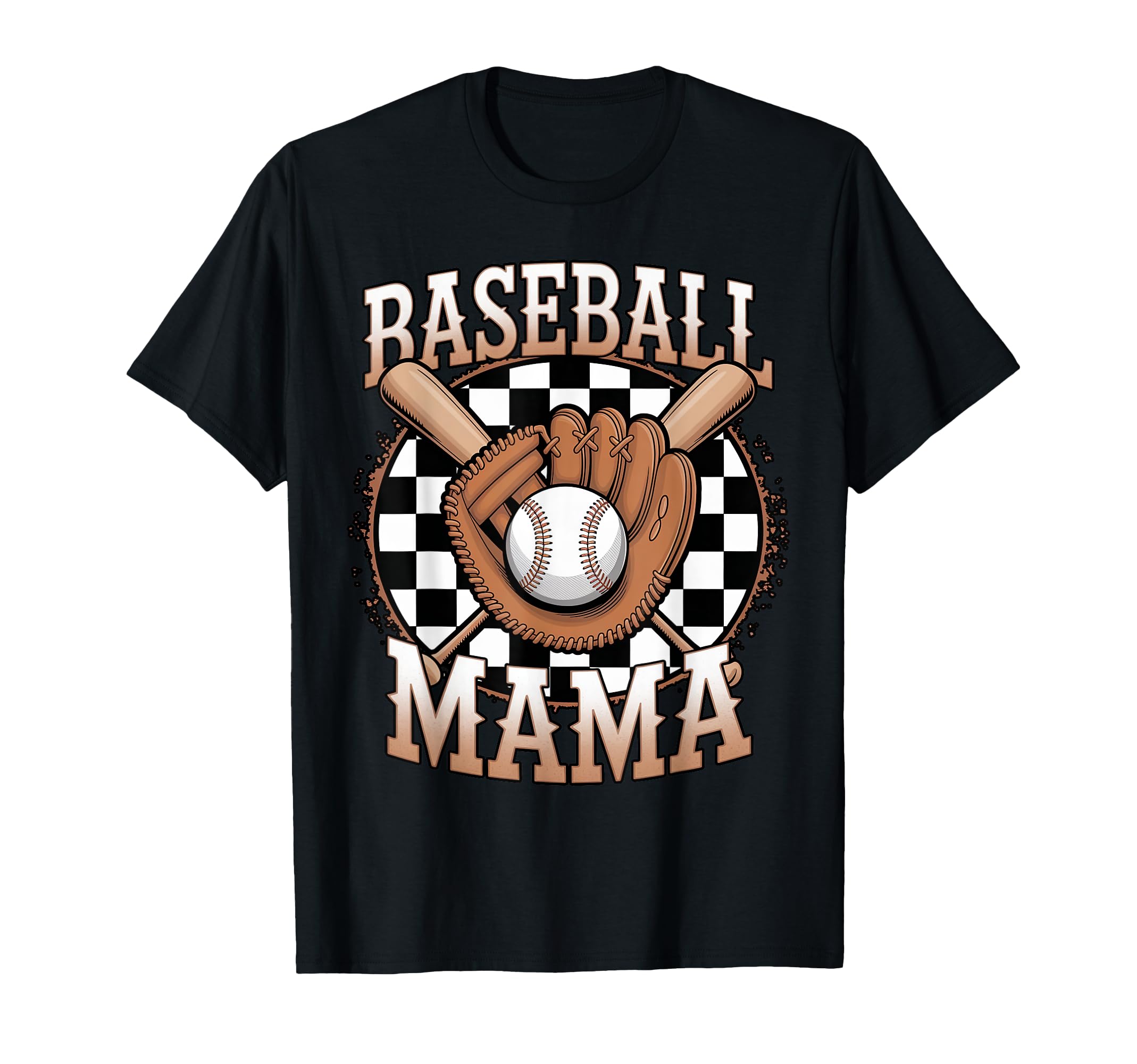 Baseball Mama Softball Mom Checkered T-Shirt - Novelty Apparel Unisex - T-Shirt, Sweatshirt, Hoodie