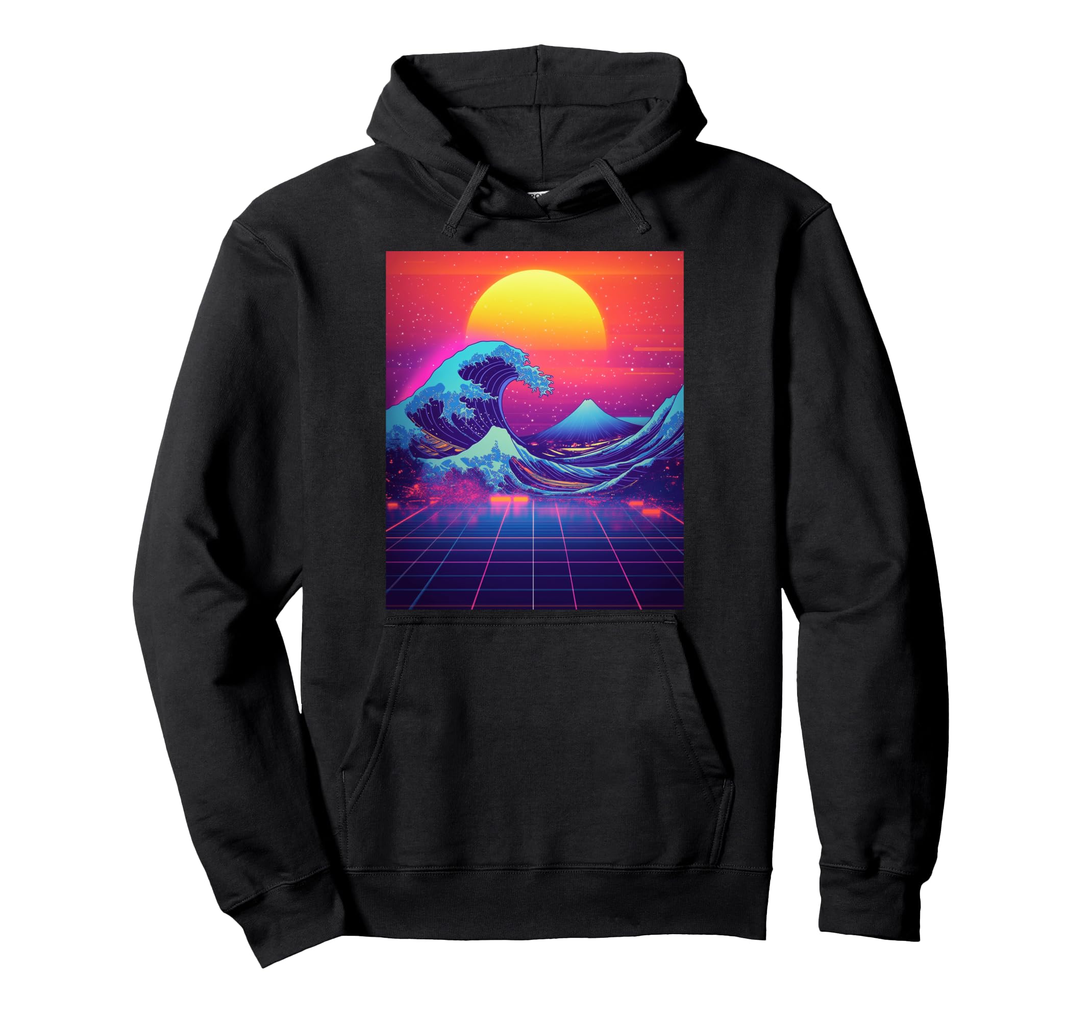 Synthwave Sunset Vaporwave Aesthetic Hoodie - Custom Art Print Men Women - T-Shirt, Sweatshirt, Hoodie