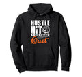 Hustle Hit And Never Quit Baseball Hoodie - Minimalist Print for Adults - T-Shirt, Sweatshirt, Hoodie