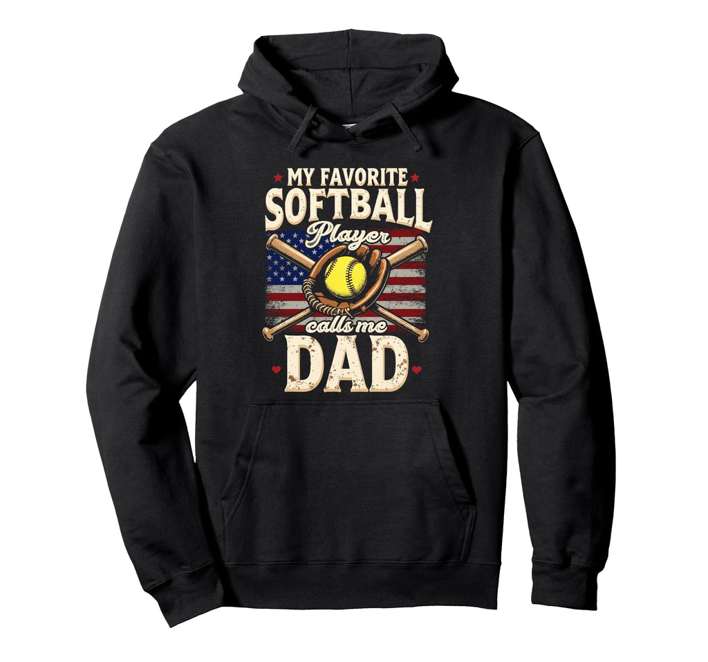Softball Dad Softball Player Us Flag Hoodie - Minimalist Print Unisex - T-Shirt, Sweatshirt, Hoodie