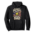 Softball Dad Softball Player Us Flag Hoodie - Minimalist Print Unisex - T-Shirt, Sweatshirt, Hoodie